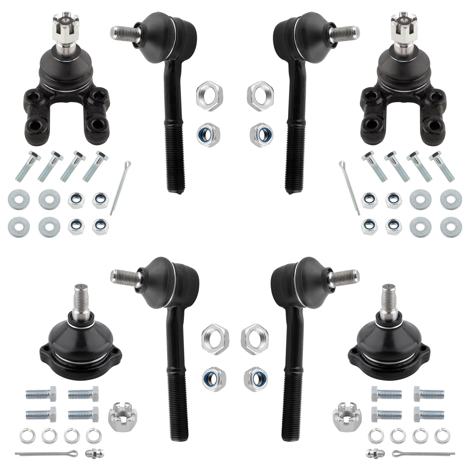 BOXI 8pcs Front Upper Lower Ball Joints & Inner Outer Tie Rods Fit for Nissan D21 1994 4WD