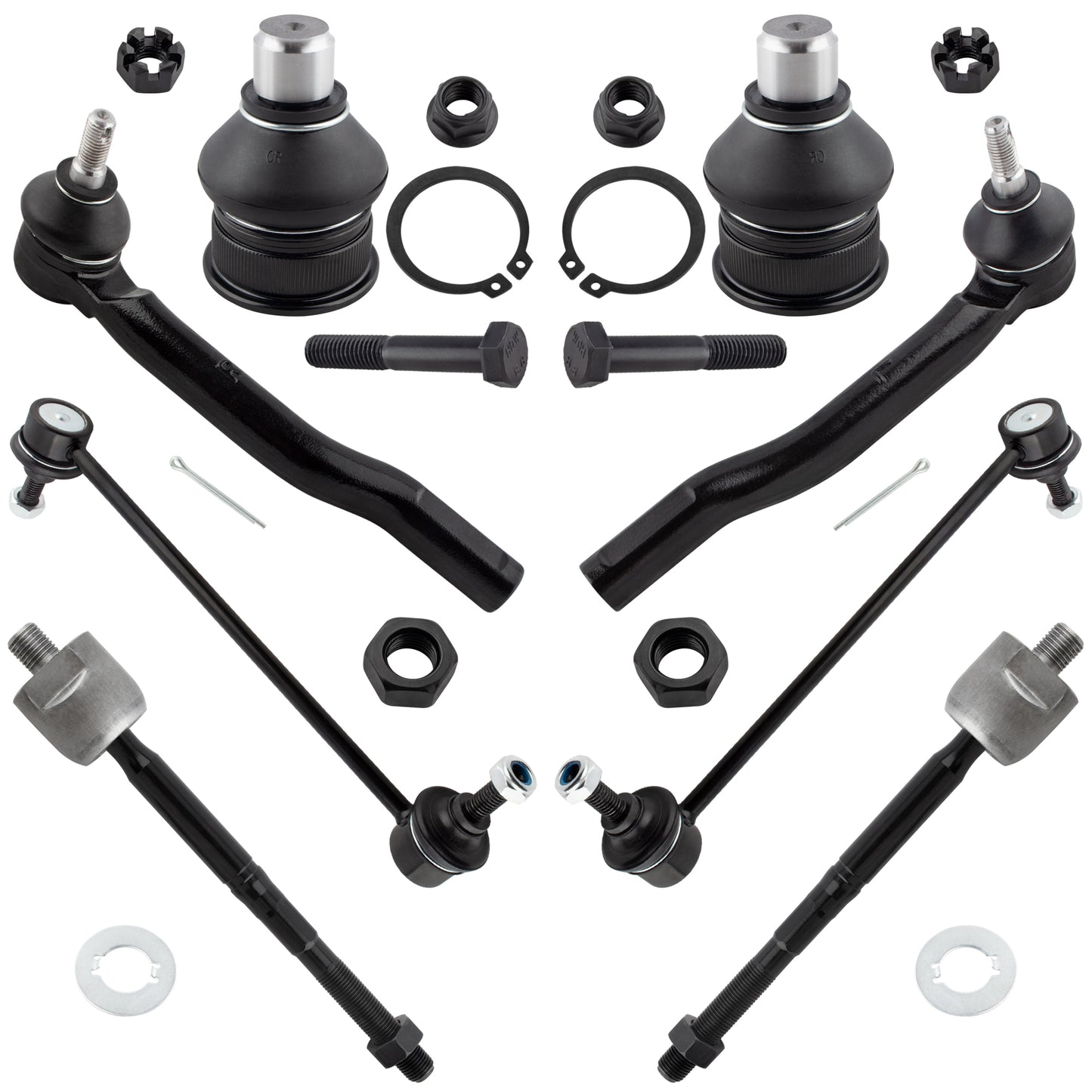 BOXI (Set of 8) Front Sway Bar End Links + Inner Outer Tie Rods + Front Lower Ball Joints fit