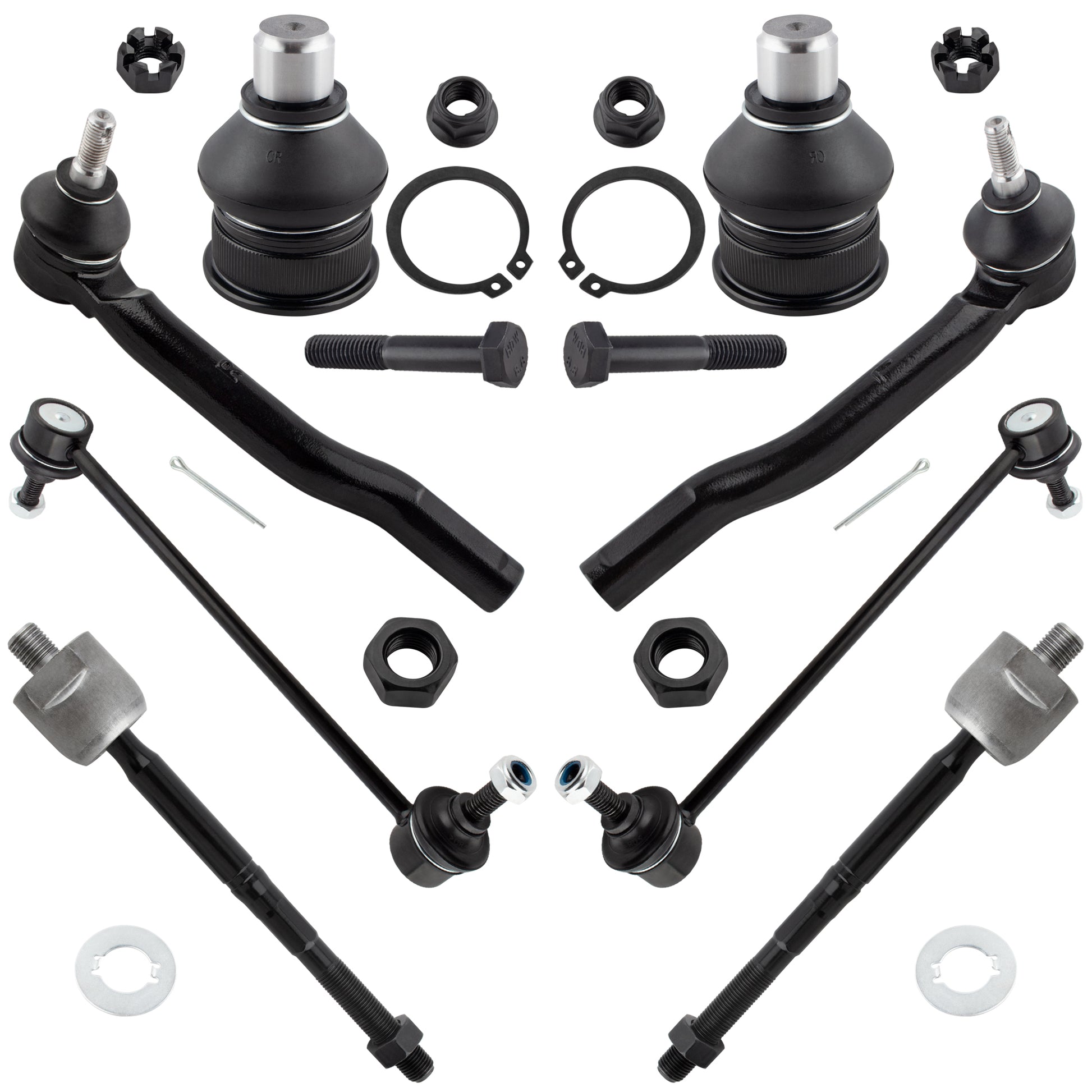 BOXI (Set of 8) Front Sway Bar End Links + Inner Outer Tie Rods + Front Lower Ball Joints fit