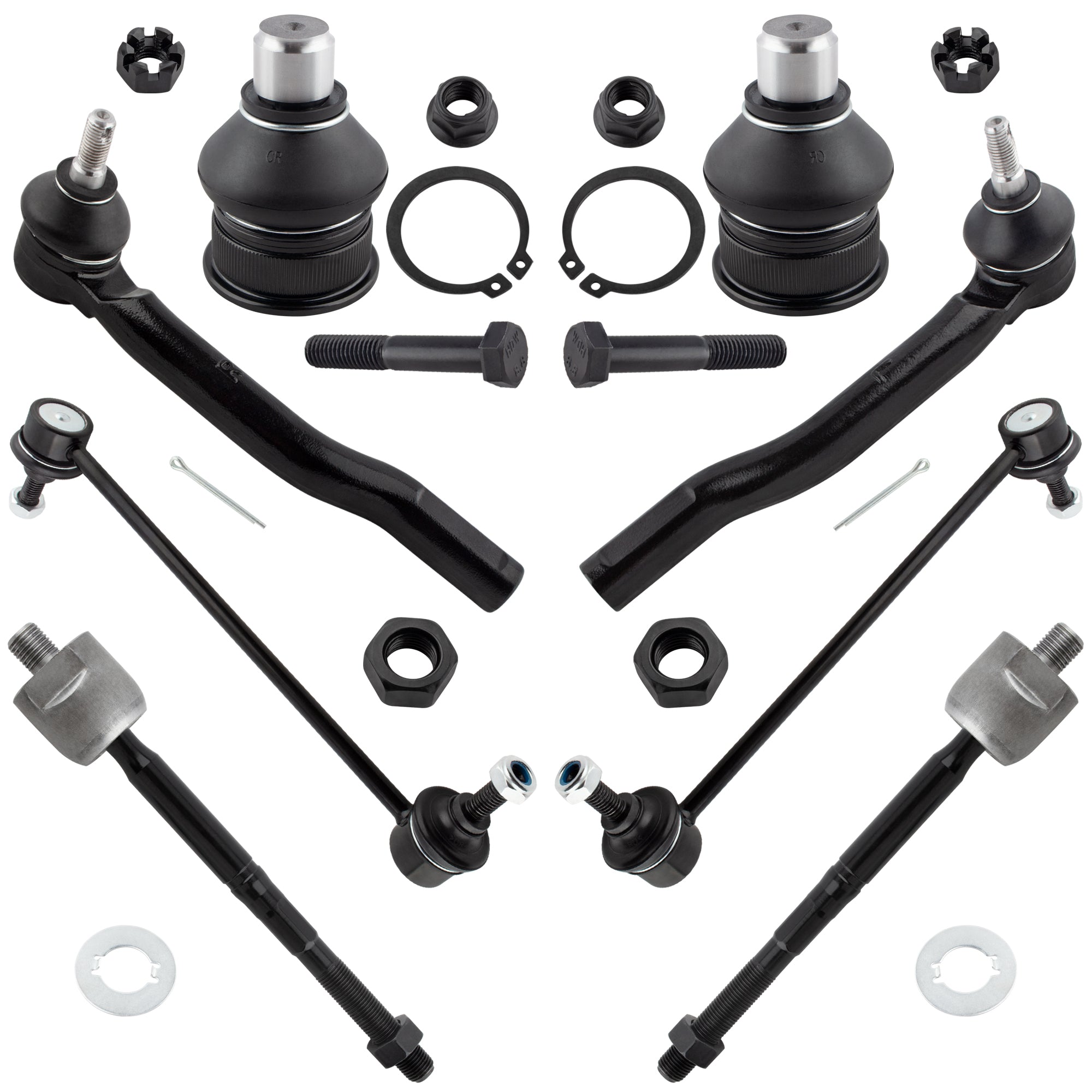 BOXI (Set of 8) Front Sway Bar End Links + Inner Outer Tie Rods + Front Lower Ball Joints fit