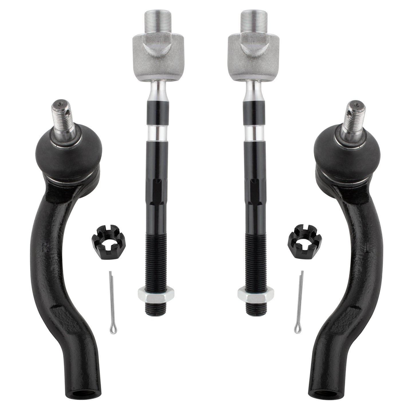 BOXI (Set of 4) Front Inner & Outer Tie Rod Ends Set fit for Nissan Frontier 2005-2019