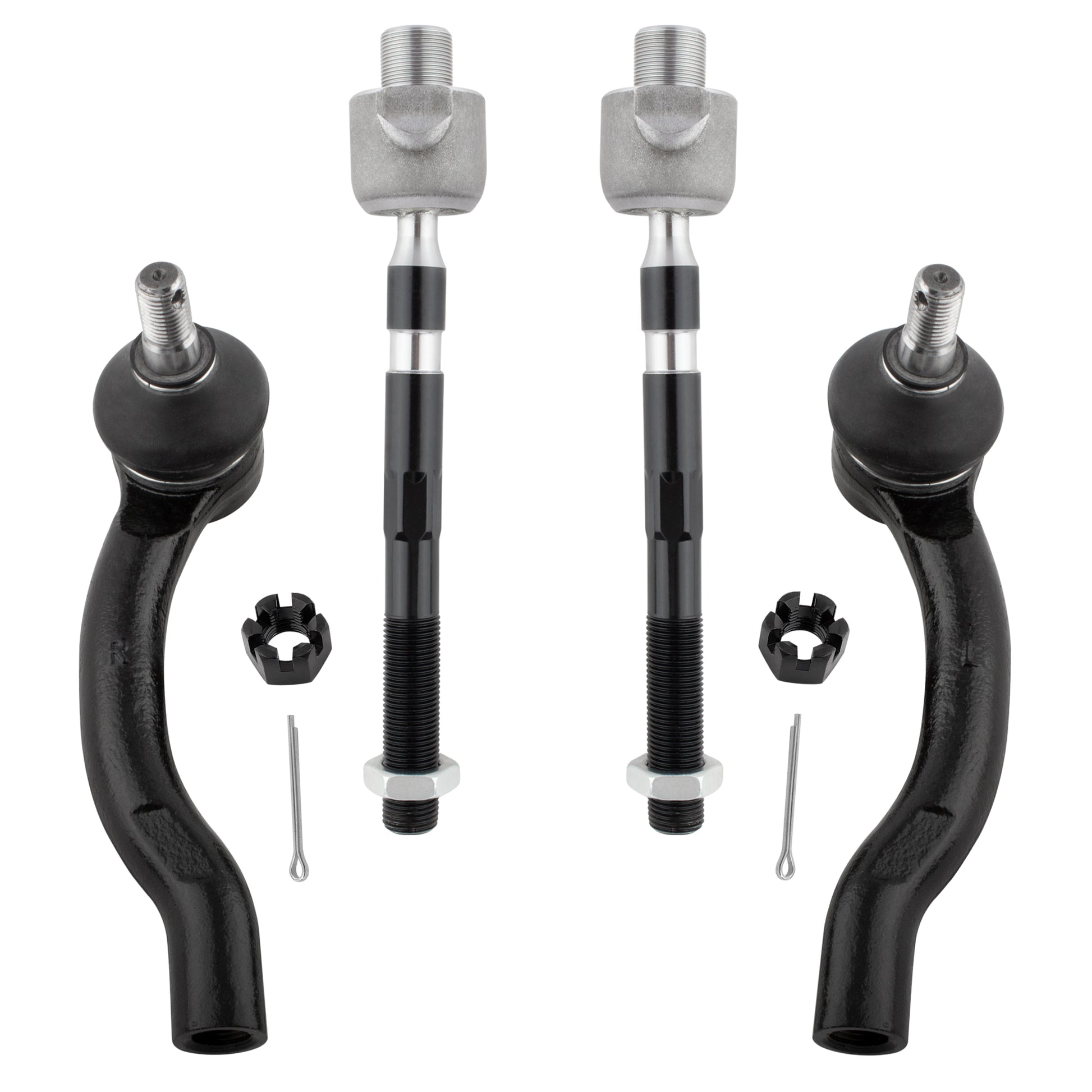BOXI (Set of 4) Front Inner & Outer Tie Rod Ends Set fit for Nissan Frontier 2005-2019