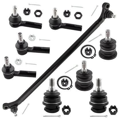 BOXI (Set of 9) Front Inner Outer Tie Rod Upper Lower Ball Joint Center Link Fit for Nissan