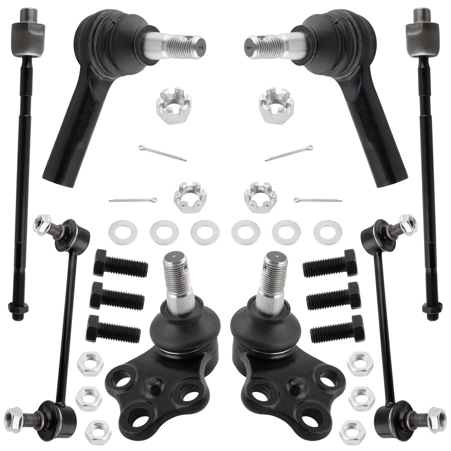 BOXI 8pcs Front Lower Ball Joints + Sway Bars + Tie rods Fit for Nissan Pathfinder 1996-2004