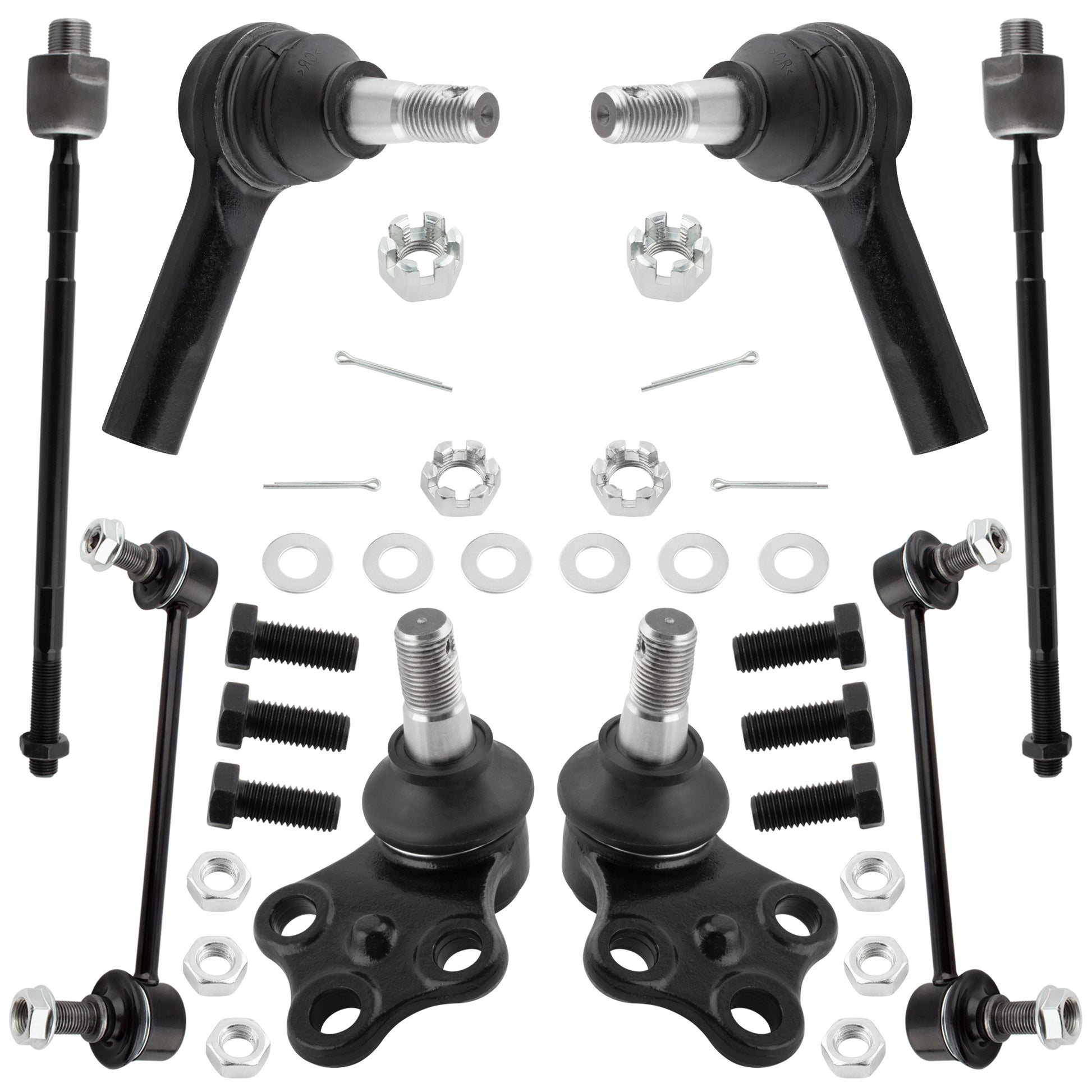BOXI 8pcs Front Lower Ball Joints + Sway Bars + Tie rods Fit for Nissan Pathfinder 1996-2004