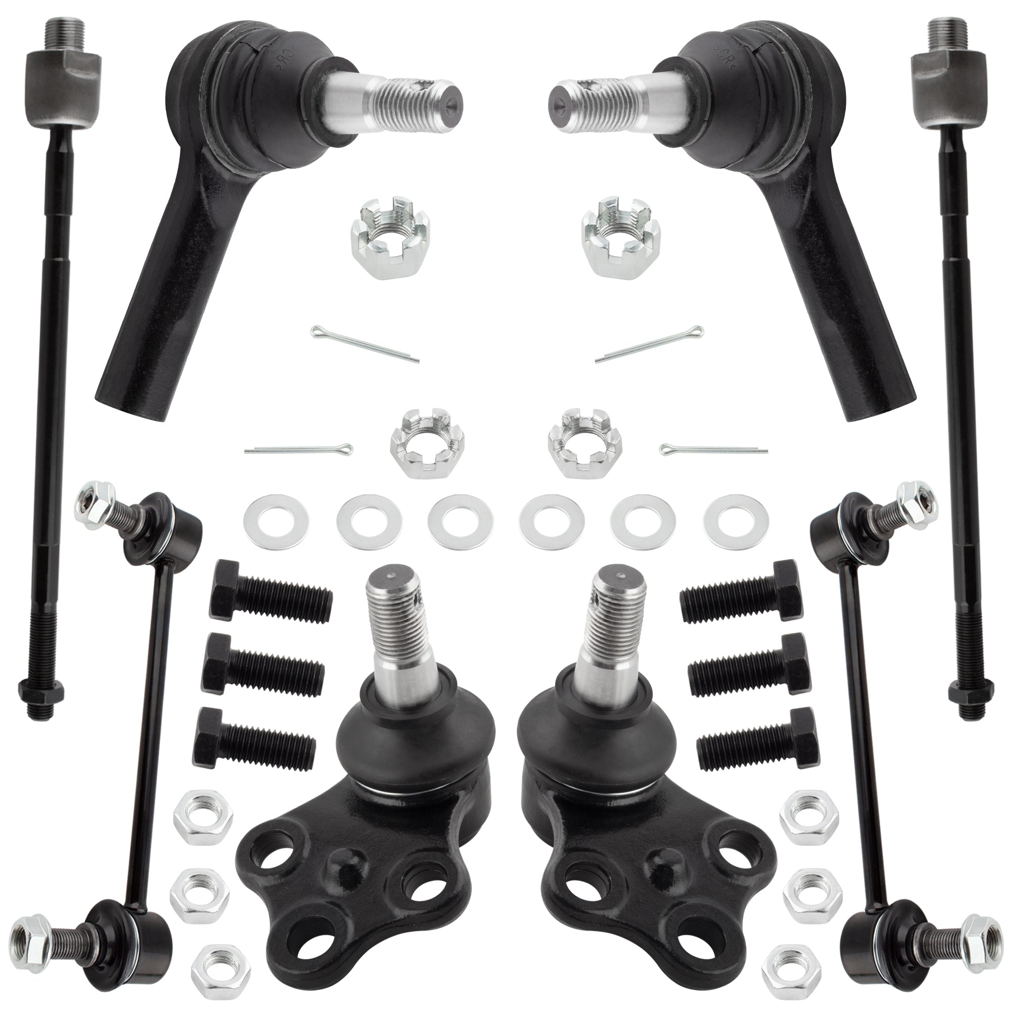 BOXI 8pcs Front Lower Ball Joints + Sway Bars + Tie rods Fit for Nissan Pathfinder 1996-2004