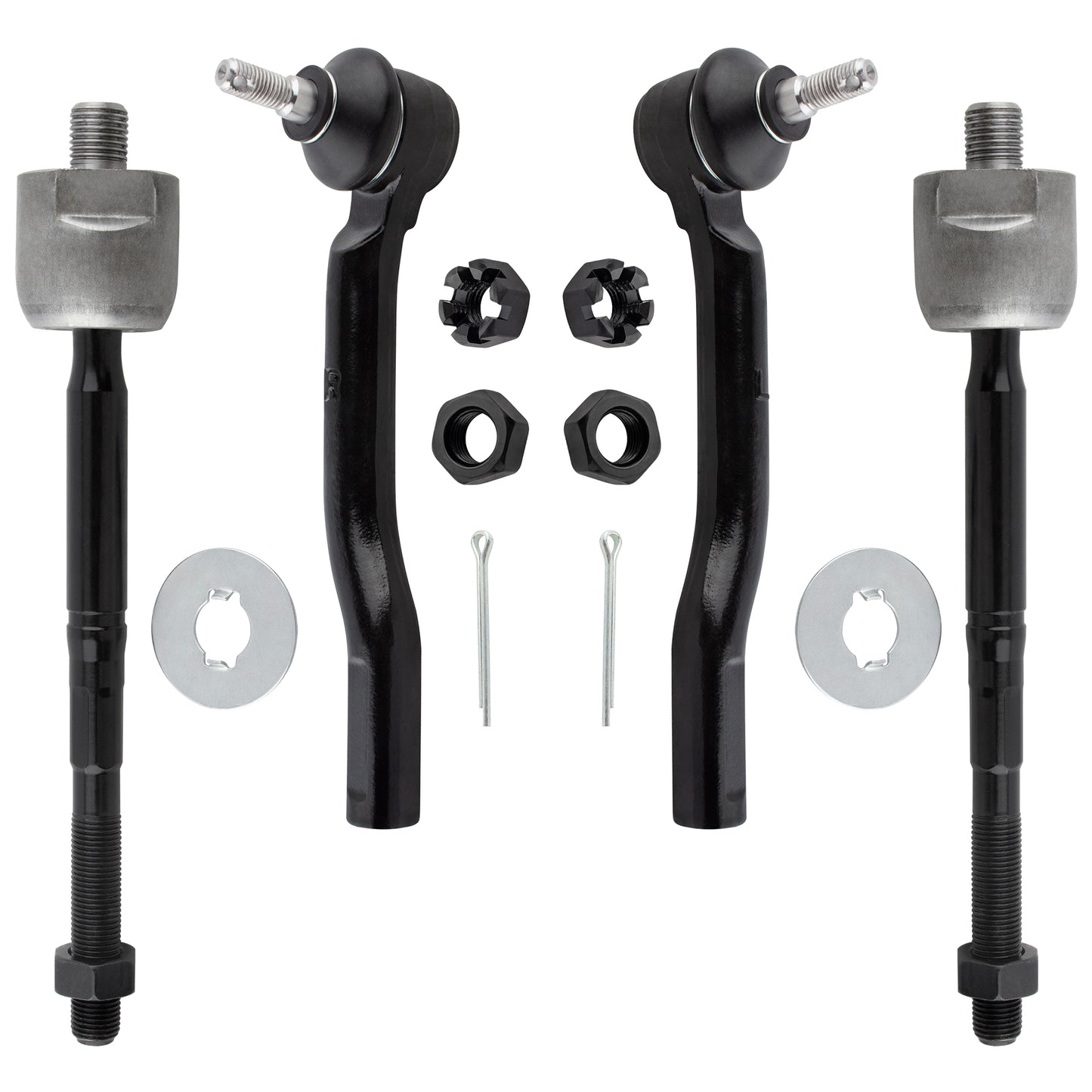 BOXI 4pcs Front and Inner Outer Tie Rod Ends Fit for Nissan Cube 2009-2014