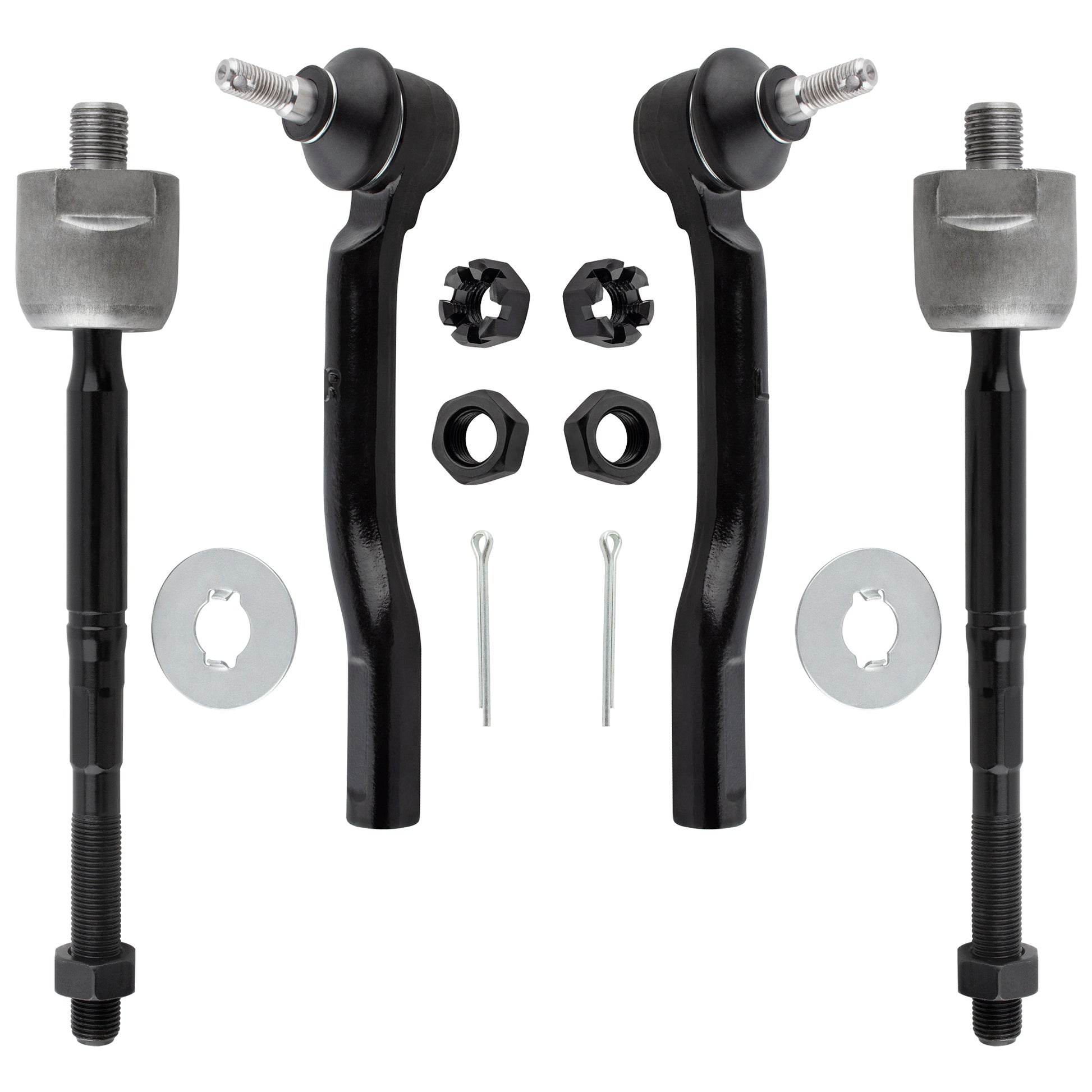 BOXI 4pcs Front and Inner Outer Tie Rod Ends Fit for Nissan Cube 2009-2014