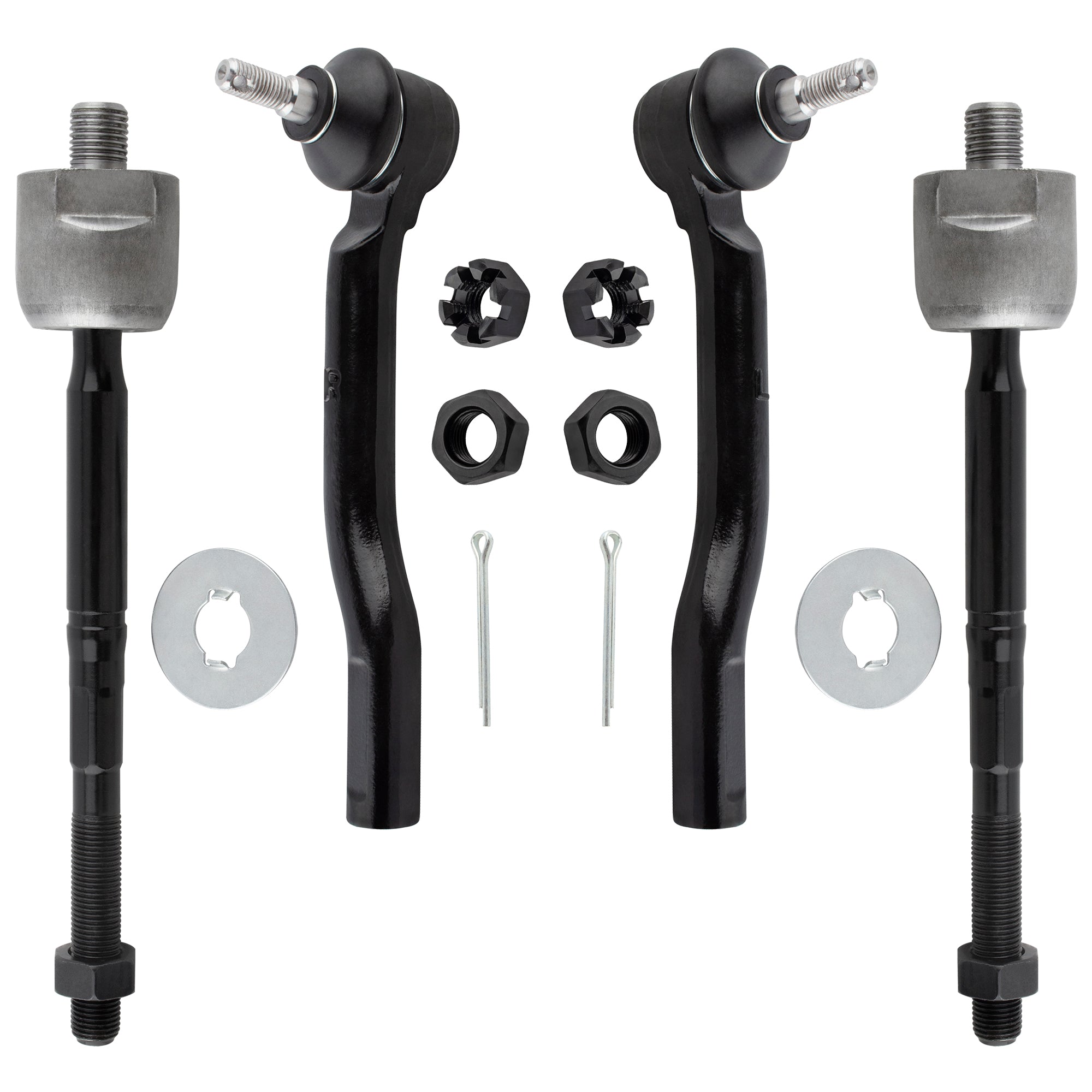 BOXI 4pcs Front and Inner Outer Tie Rod Ends Fit for Nissan Cube 2009-2014