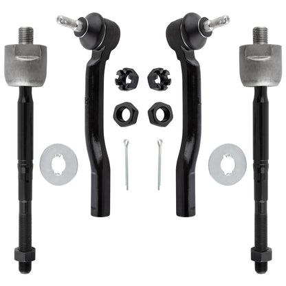 BOXI 4pcs Front and Inner Outer Tie Rod Ends Fit for Nissan Cube 2009-2014