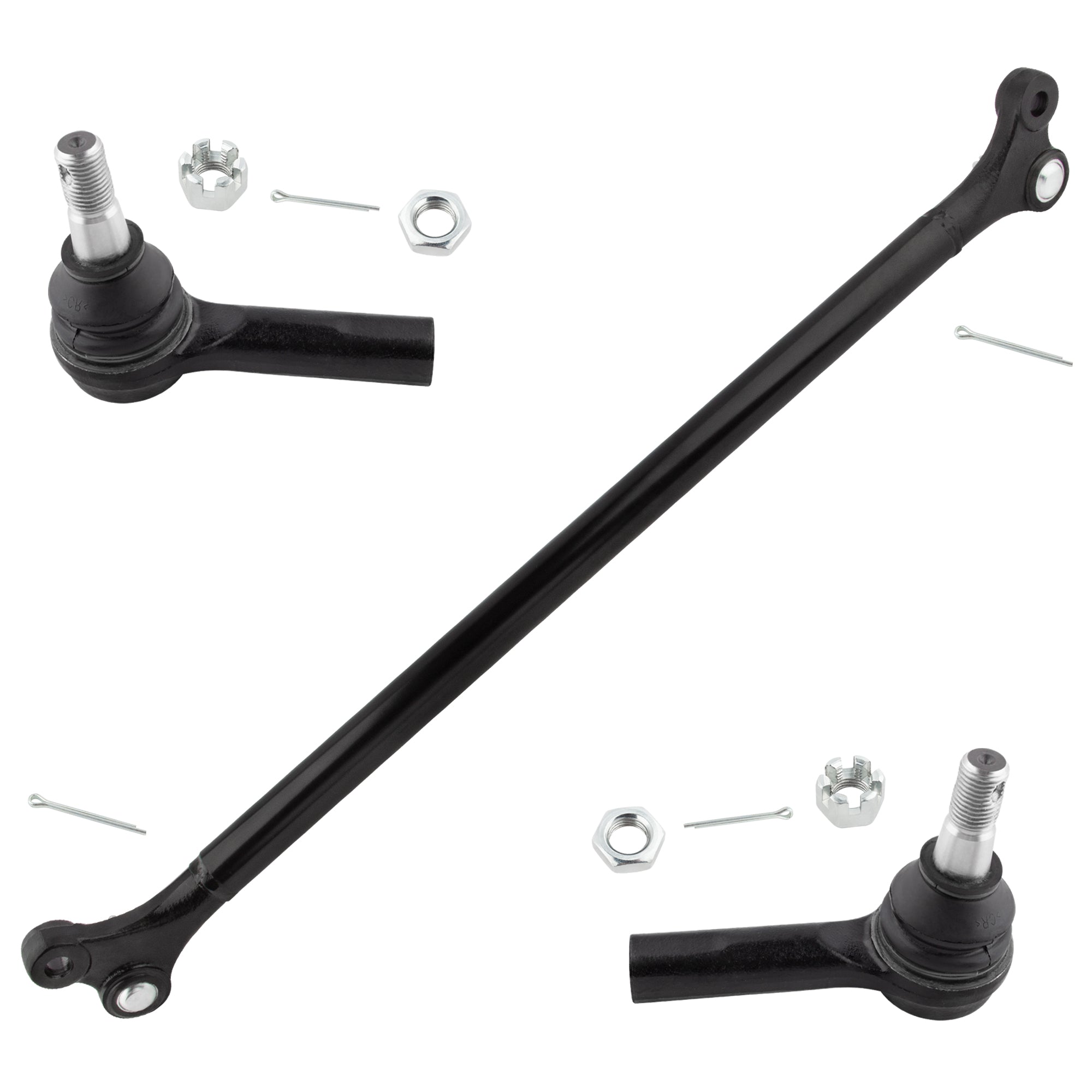 BOXI 3pcs Front Center Drag Link and Outer Tie Rod Ends Fit for Nissan Frontier 1998 4WD