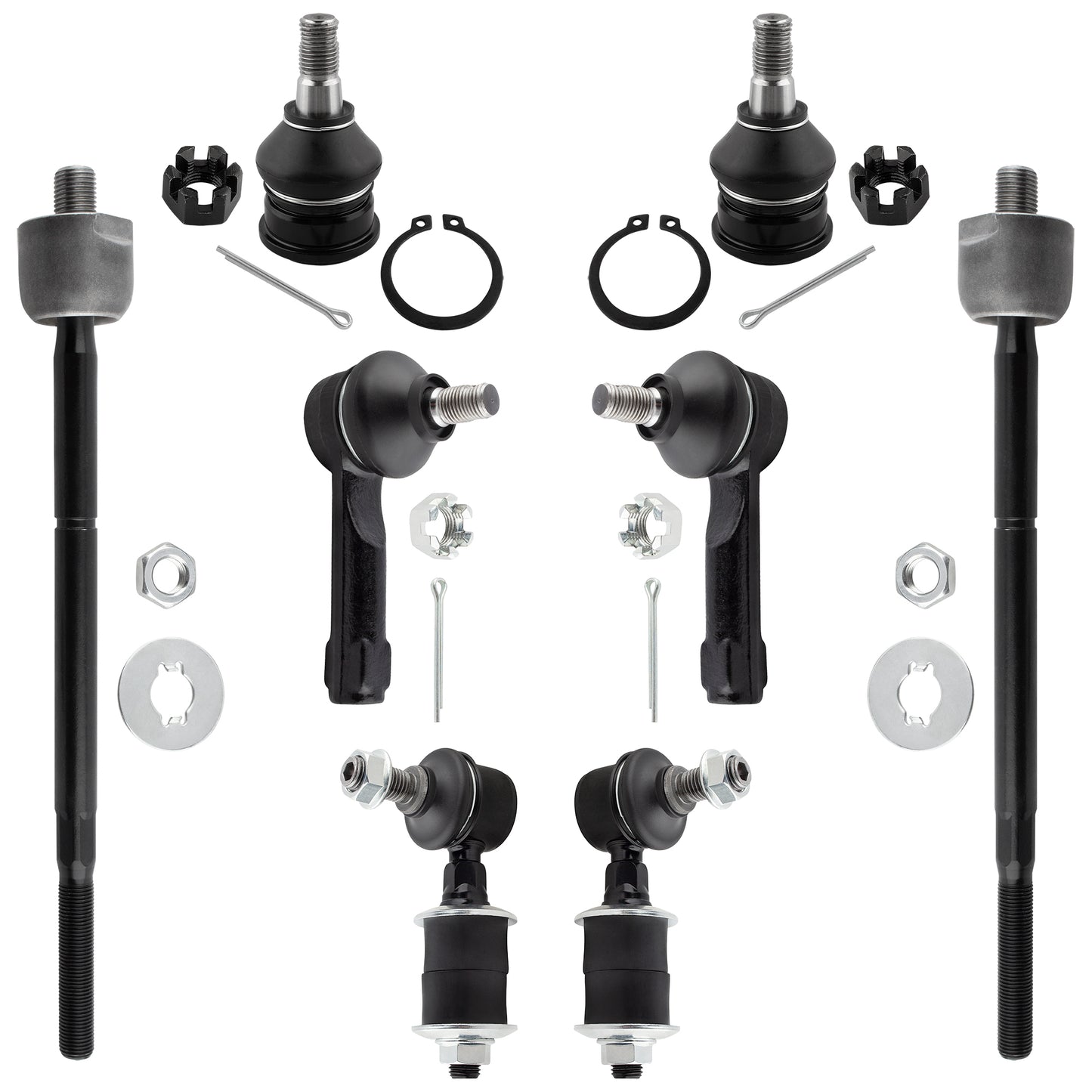 BOXI (Set of 8) Front Inner Outer Tie Rod Ends + Lower Ball Joints + Stabilizer Sway Bar End Links
