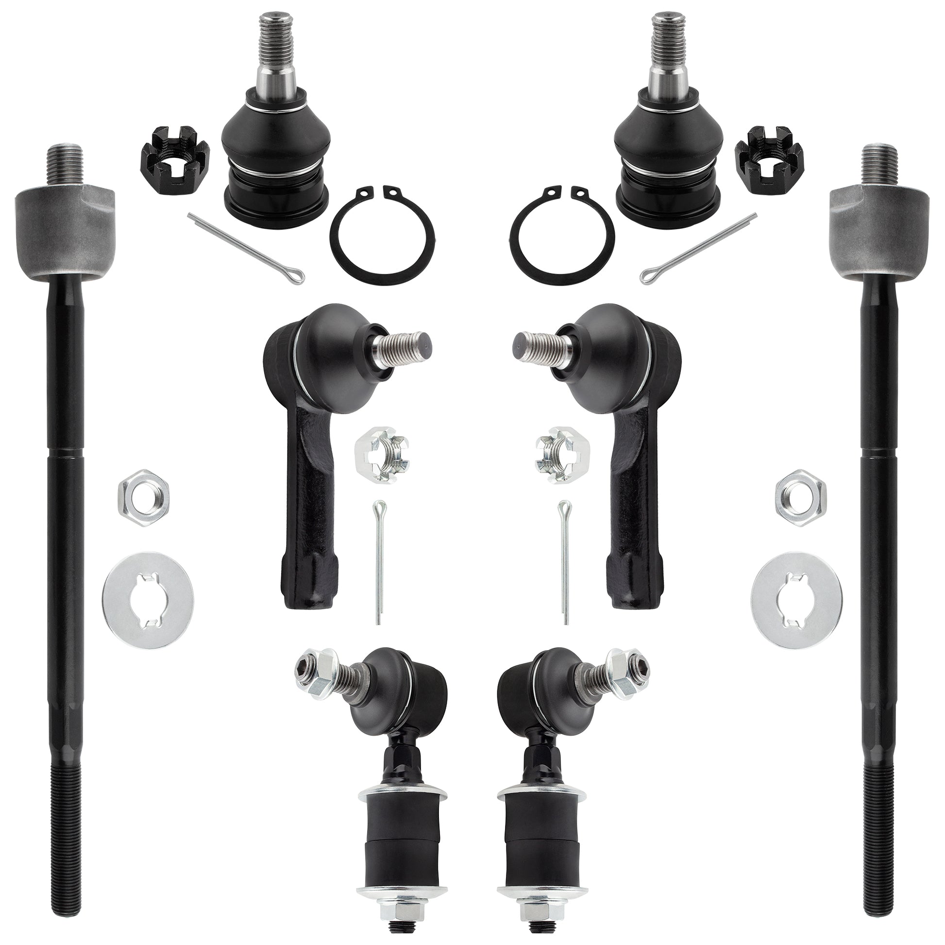 BOXI (Set of 8) Front Inner Outer Tie Rod Ends + Lower Ball Joints + Stabilizer Sway Bar End Links