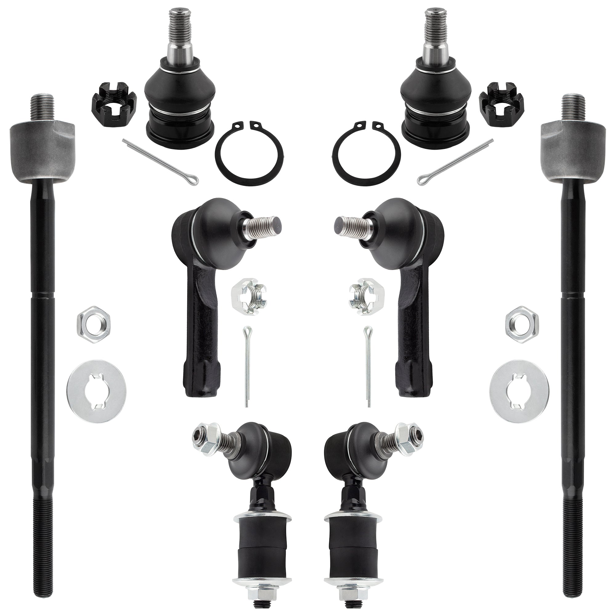 BOXI (Set of 8) Front Inner Outer Tie Rod Ends + Lower Ball Joints + Stabilizer Sway Bar End Links