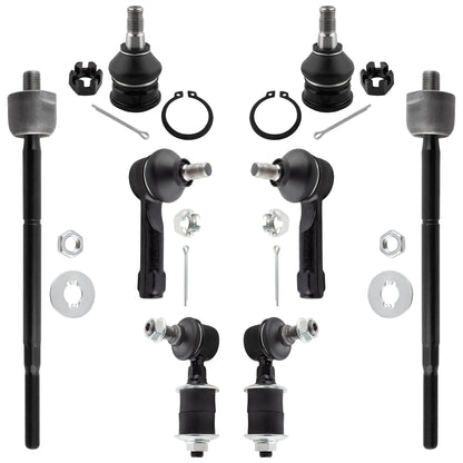 BOXI (Set of 8) Front Inner Outer Tie Rod Ends + Lower Ball Joints + Stabilizer Sway Bar End Links