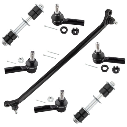 BOXI (Set of 7) Front Inner & Outer Tie Rods + Front Sway Bar End Link + Center Link Kit Driver