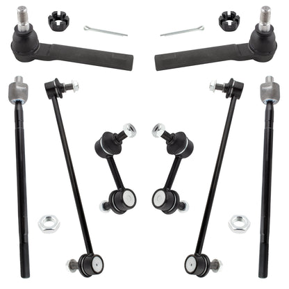 BOXI (Set of 8) Front Inner & Outer Tie Rods + Front & Rear Stabilizer Sway Bar End Link Kit