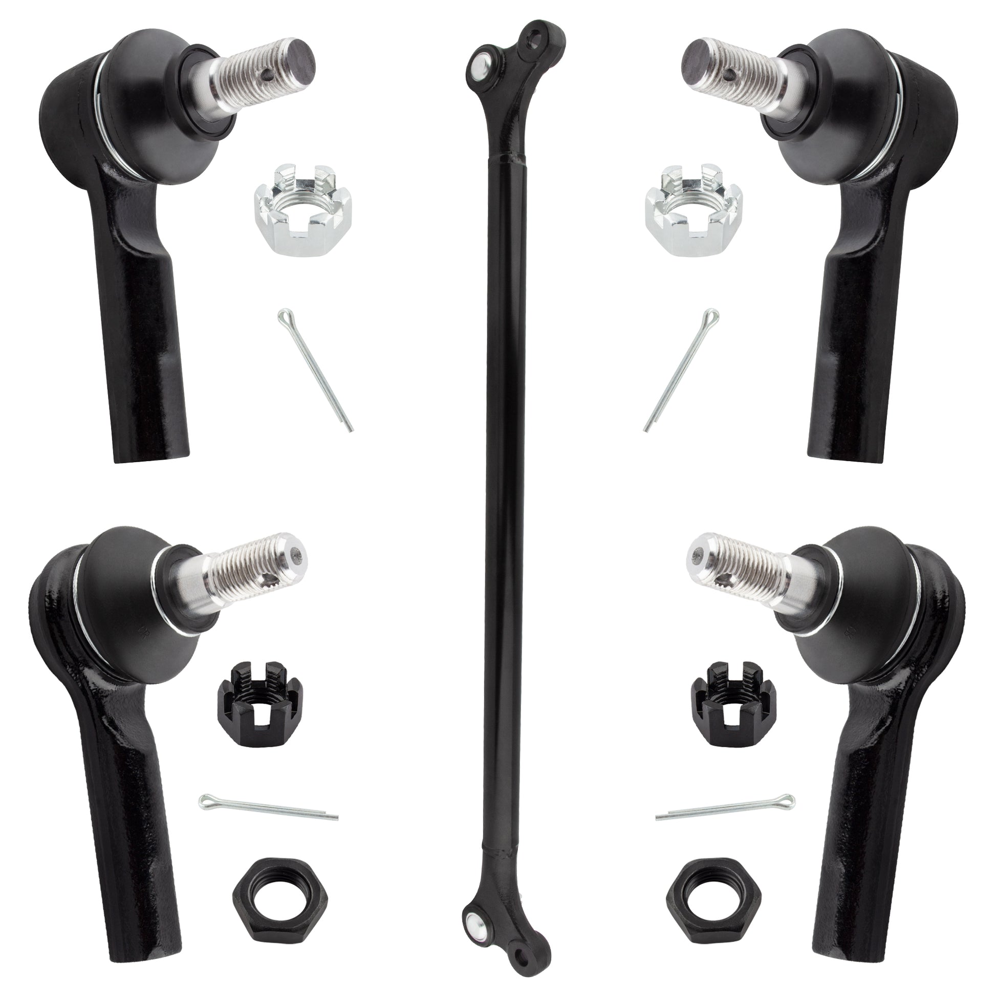 BOXI (Set of 5) Front Inner & Outer Tie Rods + Center Link Kit Fit for Nissan Frontier 1998 1999