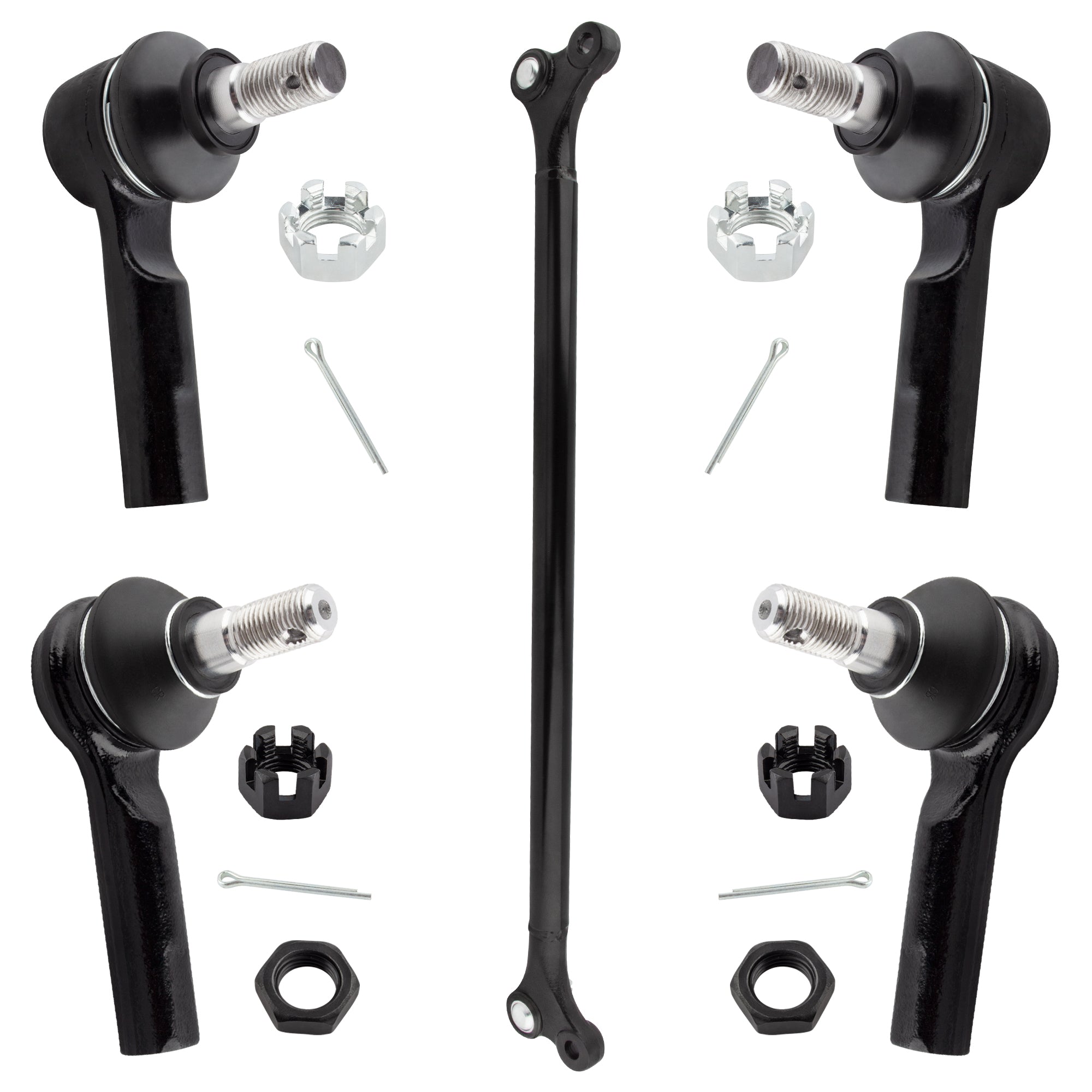 BOXI (Set of 5) Front Inner & Outer Tie Rods + Center Link Kit Fit for Nissan Frontier 1998 1999