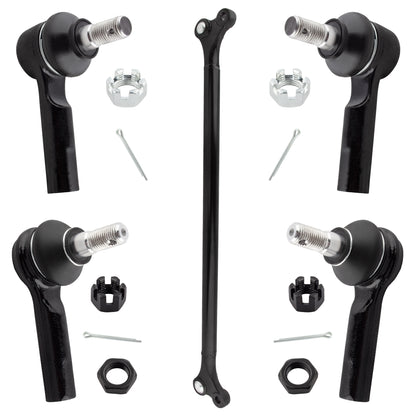 BOXI (Set of 5) Front Inner & Outer Tie Rods + Center Link Kit Fit for Nissan Frontier 1998 1999