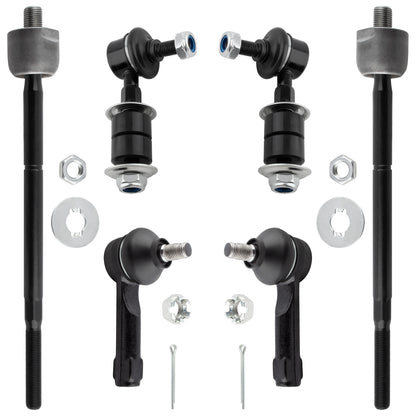 BOXI (Set of 6) Front Inner Outer Tie Rod Ends + Stabilizer Sway Bar End Link Kit Fit for Nissan