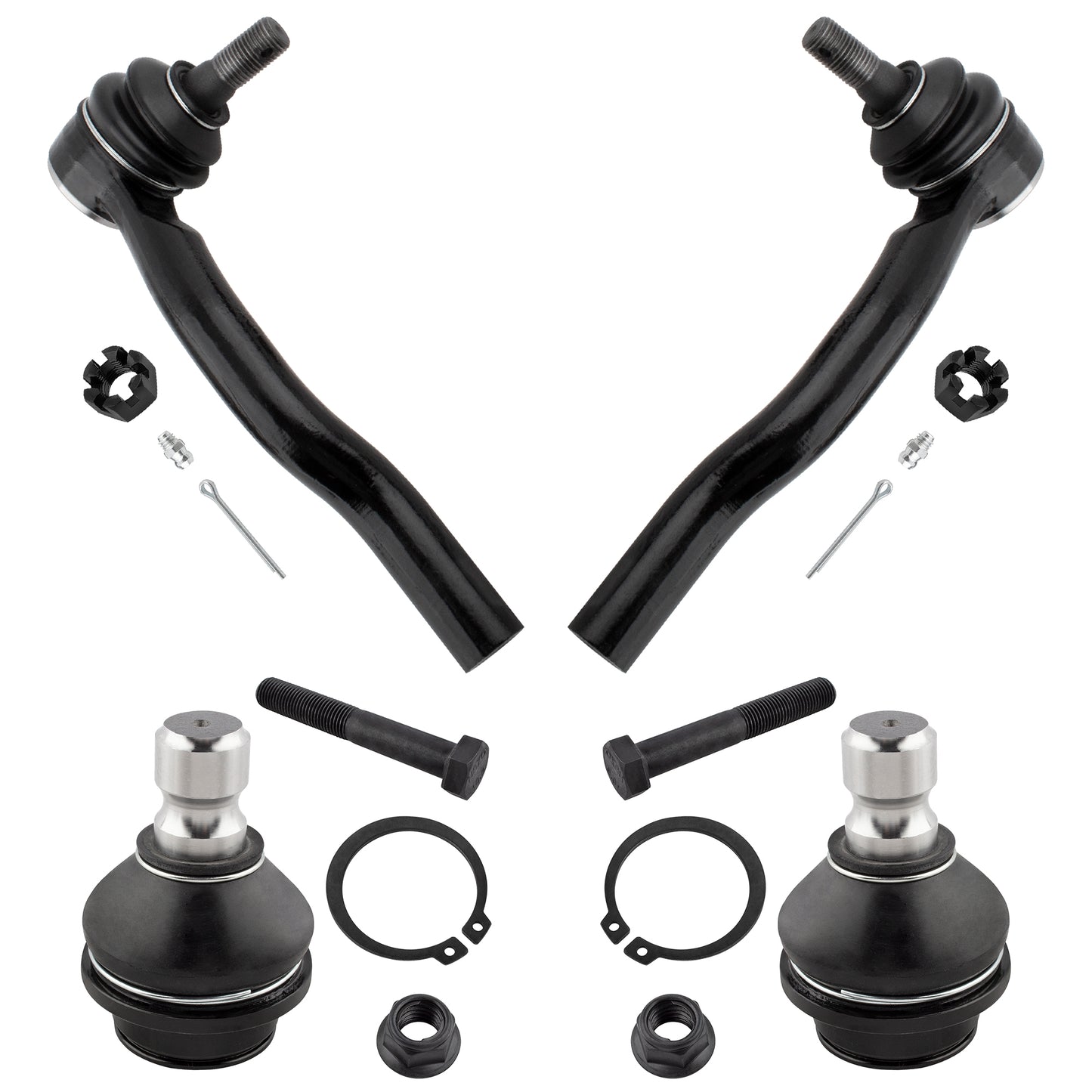 BOXI (Set of 4) Front Lower Ball Joints + Outer Tie Rods fit for Nissan Armada 2005-2019