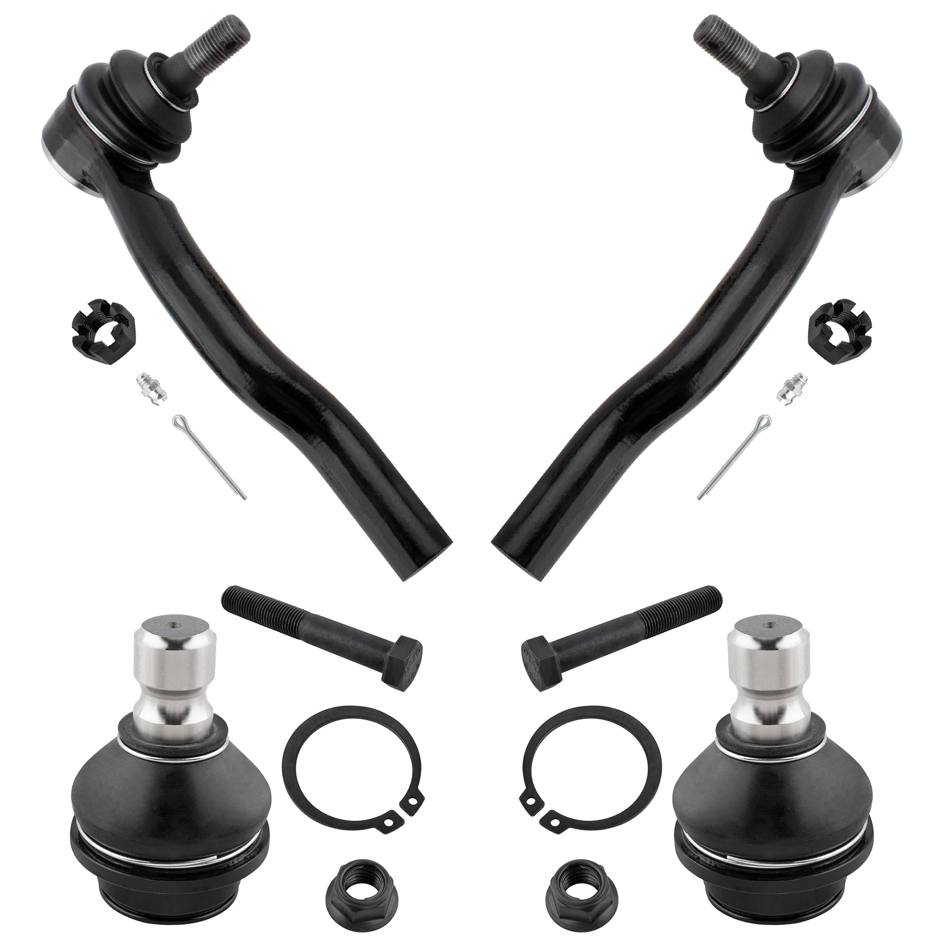 BOXI (Set of 4) Front Lower Ball Joints + Outer Tie Rods fit for Nissan Armada 2005-2019