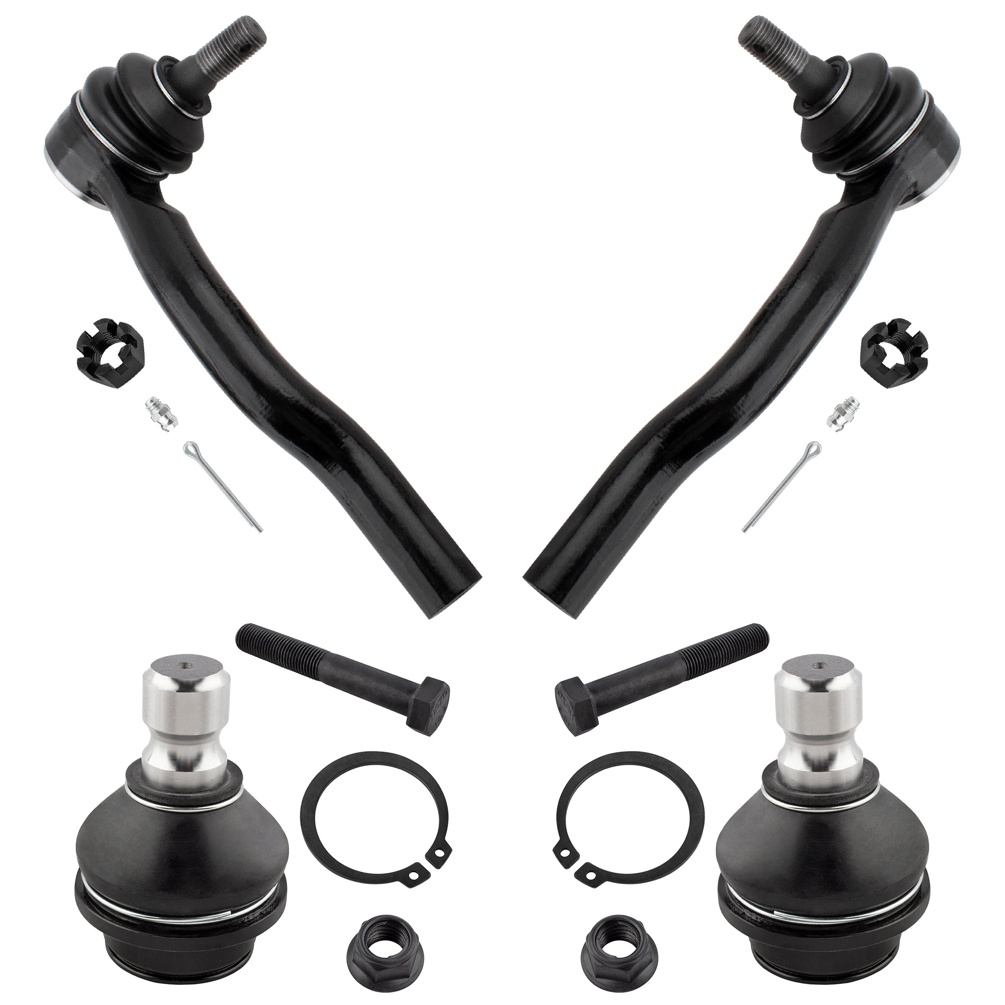 BOXI (Set of 4) Front Lower Ball Joints + Outer Tie Rods fit for Nissan Armada 2005-2019