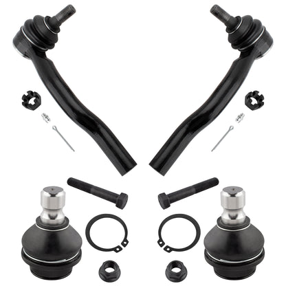 BOXI (Set of 4) Front Lower Ball Joints + Outer Tie Rods fit for Nissan Armada 2005-2019