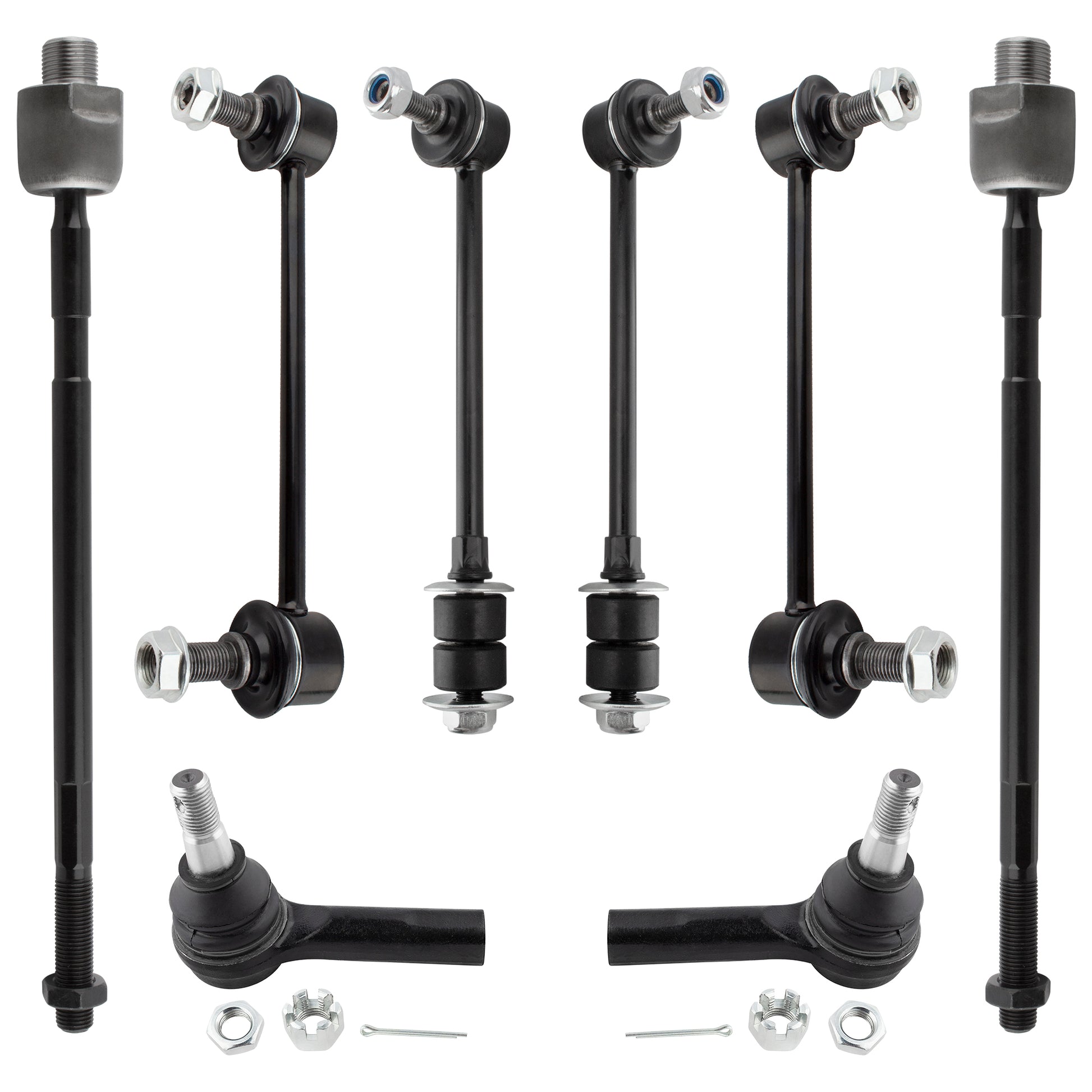 BOXI (Set of 8) Front Inner Outer Tie Rods + Front Rear Sway Bar Links fit for Nissan Pathfinder