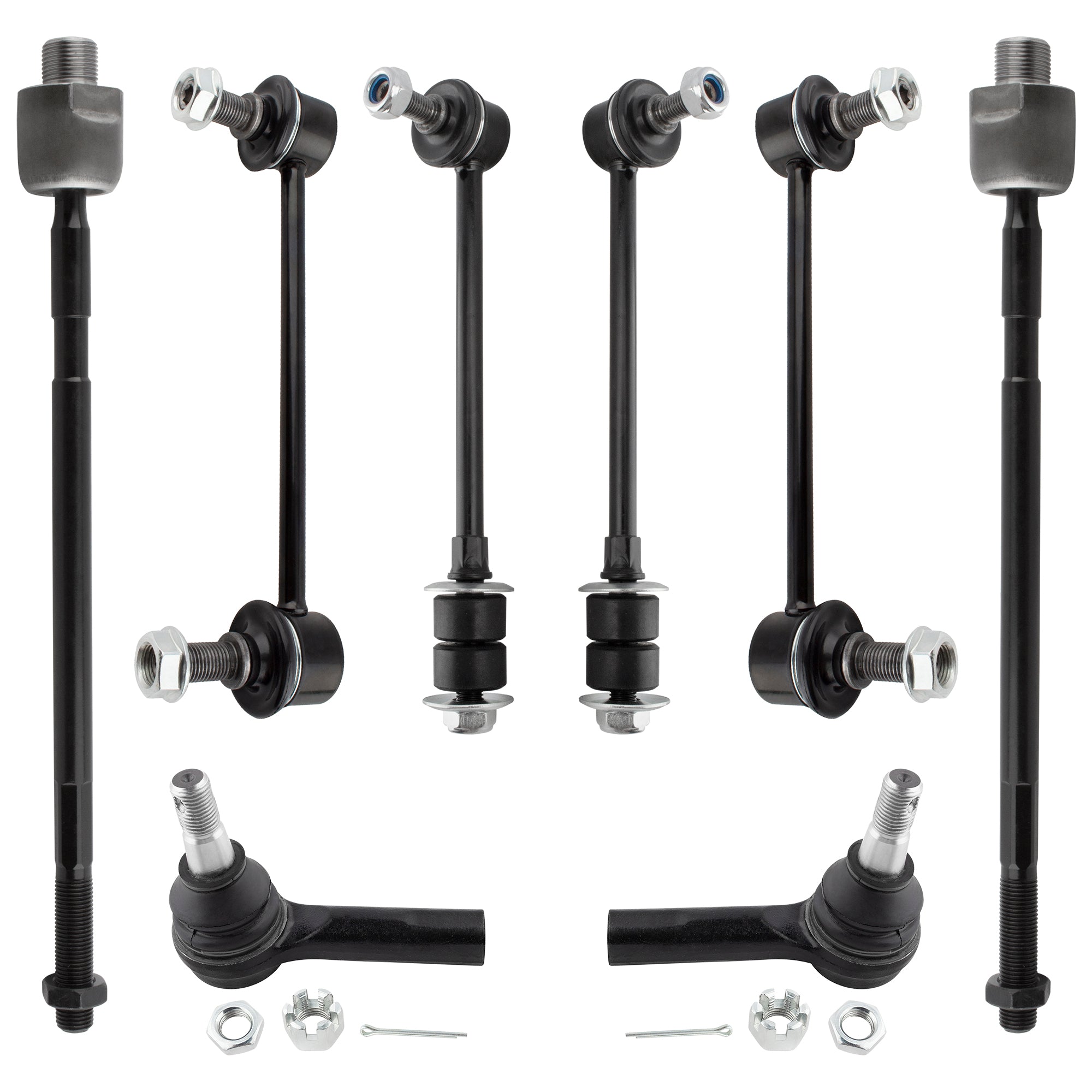 BOXI (Set of 8) Front Inner Outer Tie Rods + Front Rear Sway Bar Links fit for Nissan Pathfinder