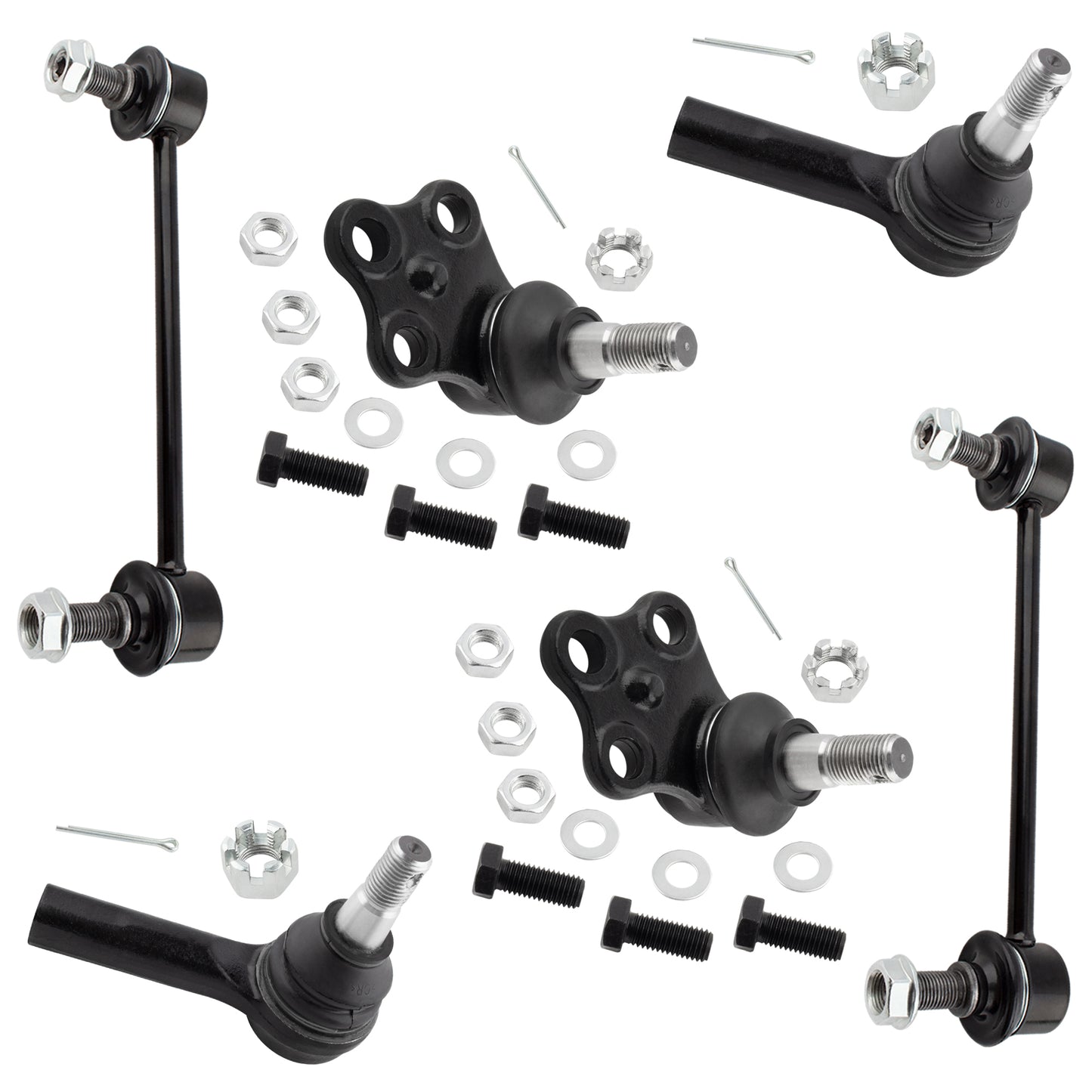 BOXI (Set of 6) Front Lower Ball Joints Outer Tie Rod Ends Sway Bar End Links Kit Fit for Nissan