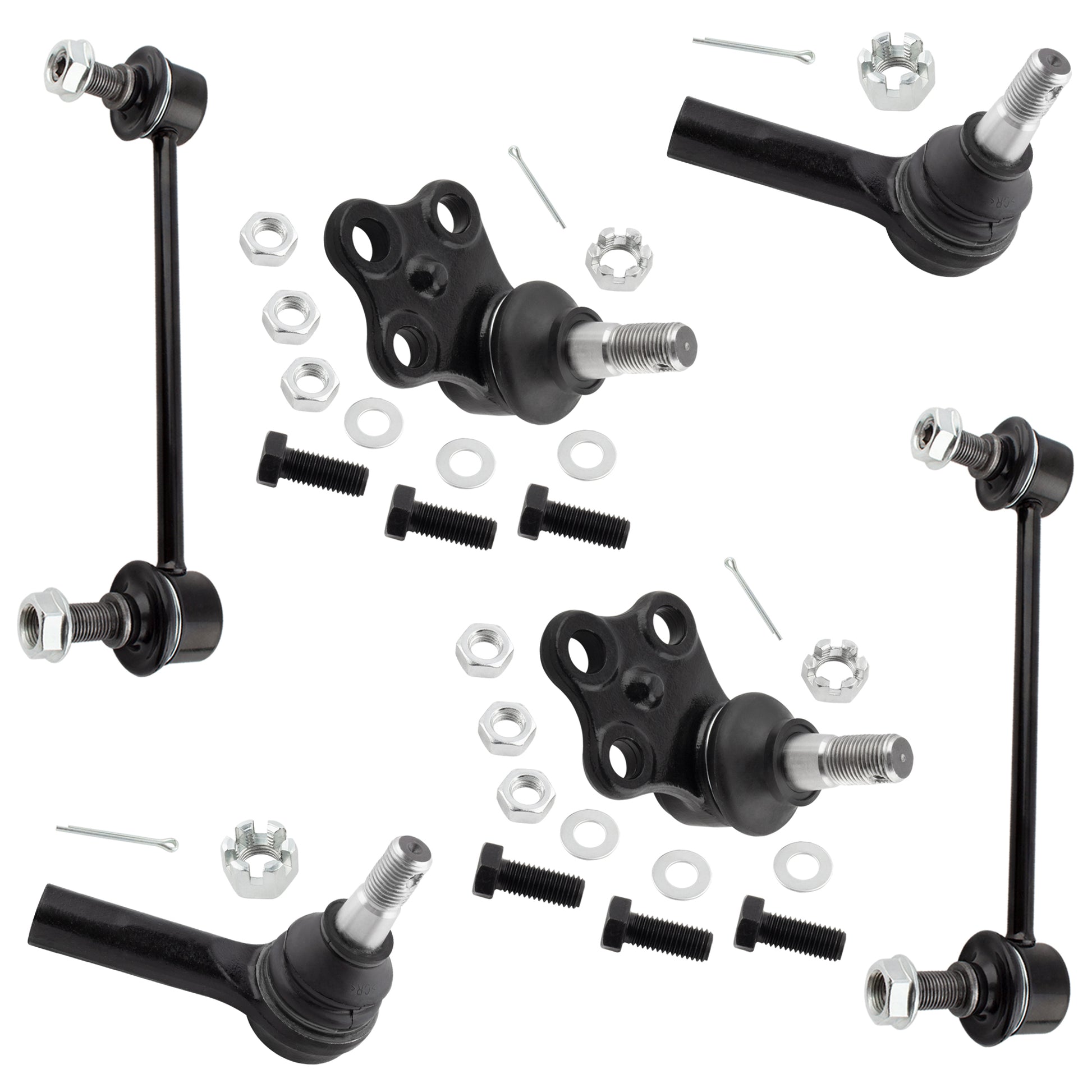 BOXI (Set of 6) Front Lower Ball Joints Outer Tie Rod Ends Sway Bar End Links Kit Fit for Nissan