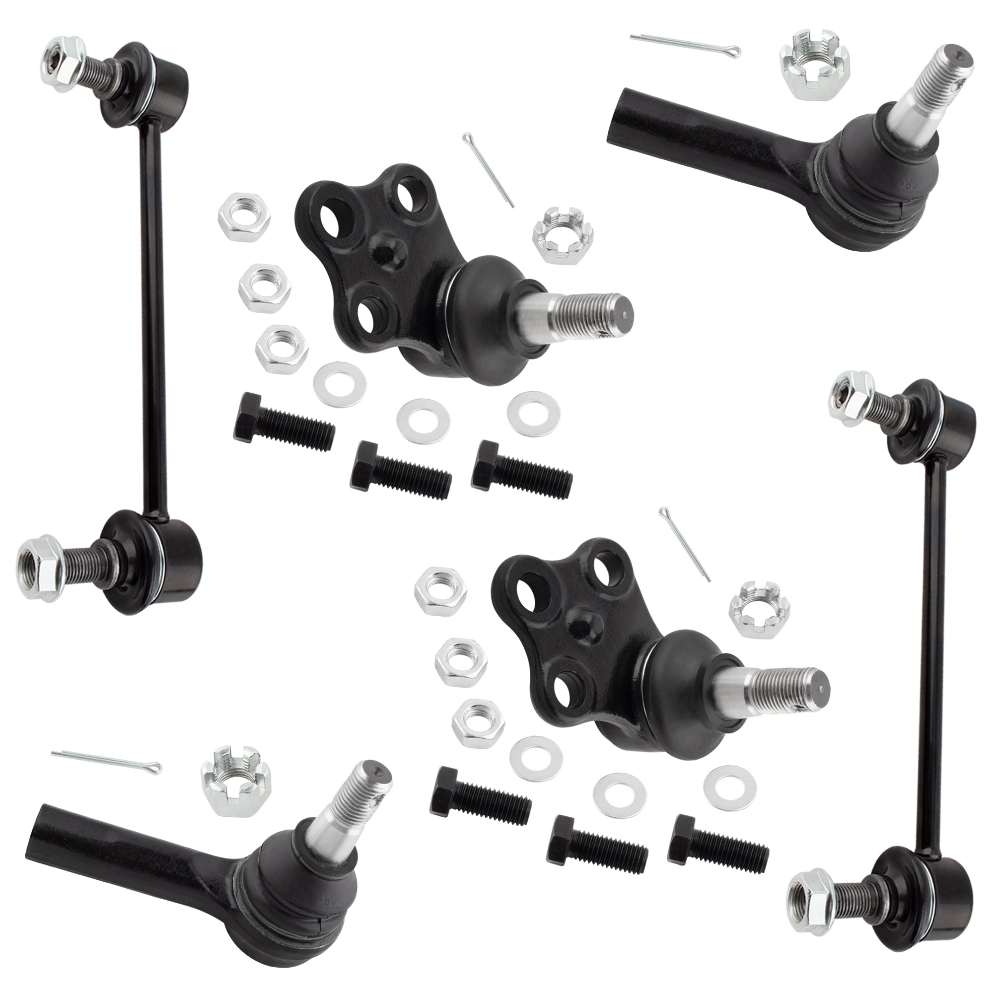 BOXI (Set of 6) Front Lower Ball Joints Outer Tie Rod Ends Sway Bar End Links Kit Fit for Nissan
