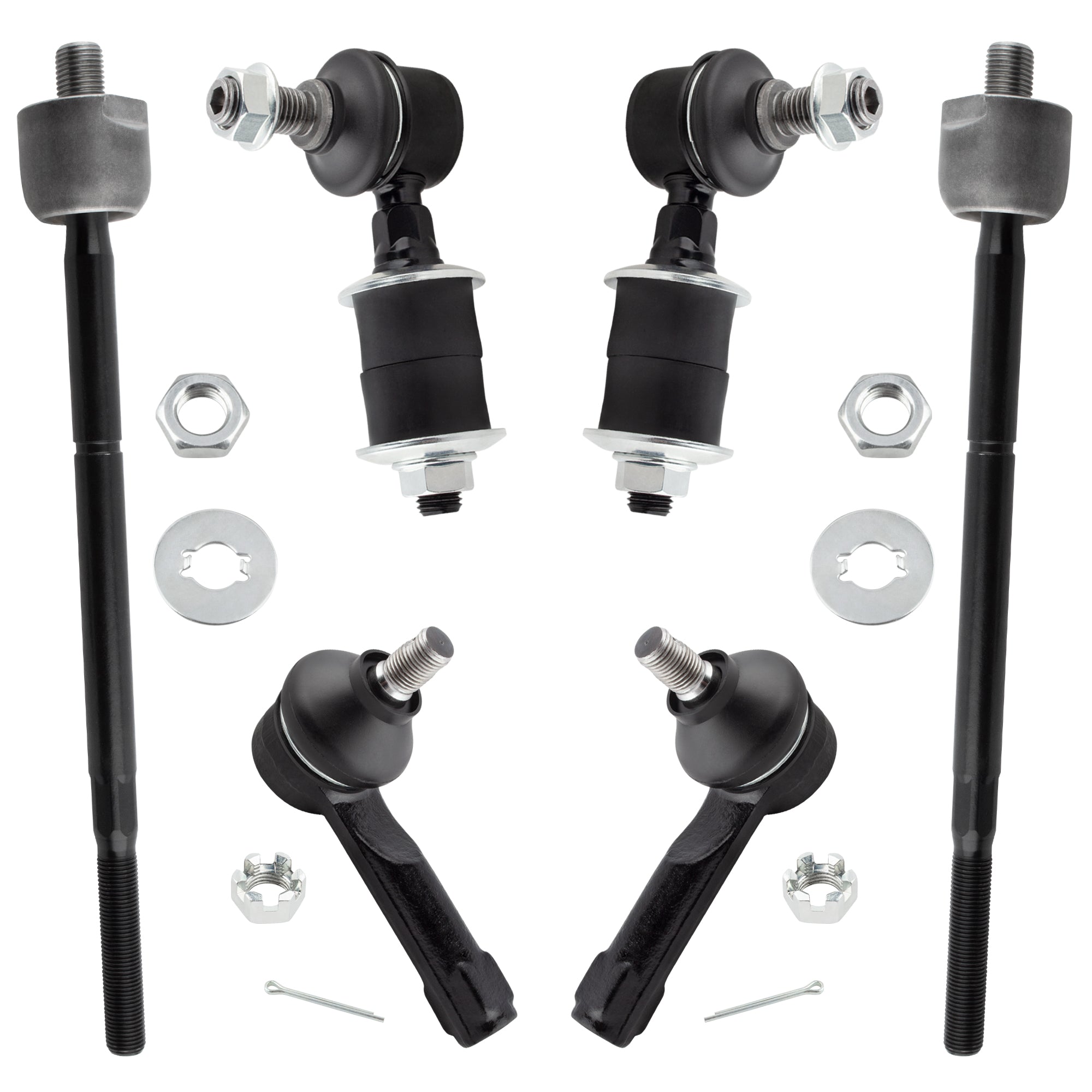 BOXI 6pcs Front Sway Bar Links Inner Outer Tie Rod Ends Fit for Nissan Sentra 1995 1996 1997 1998