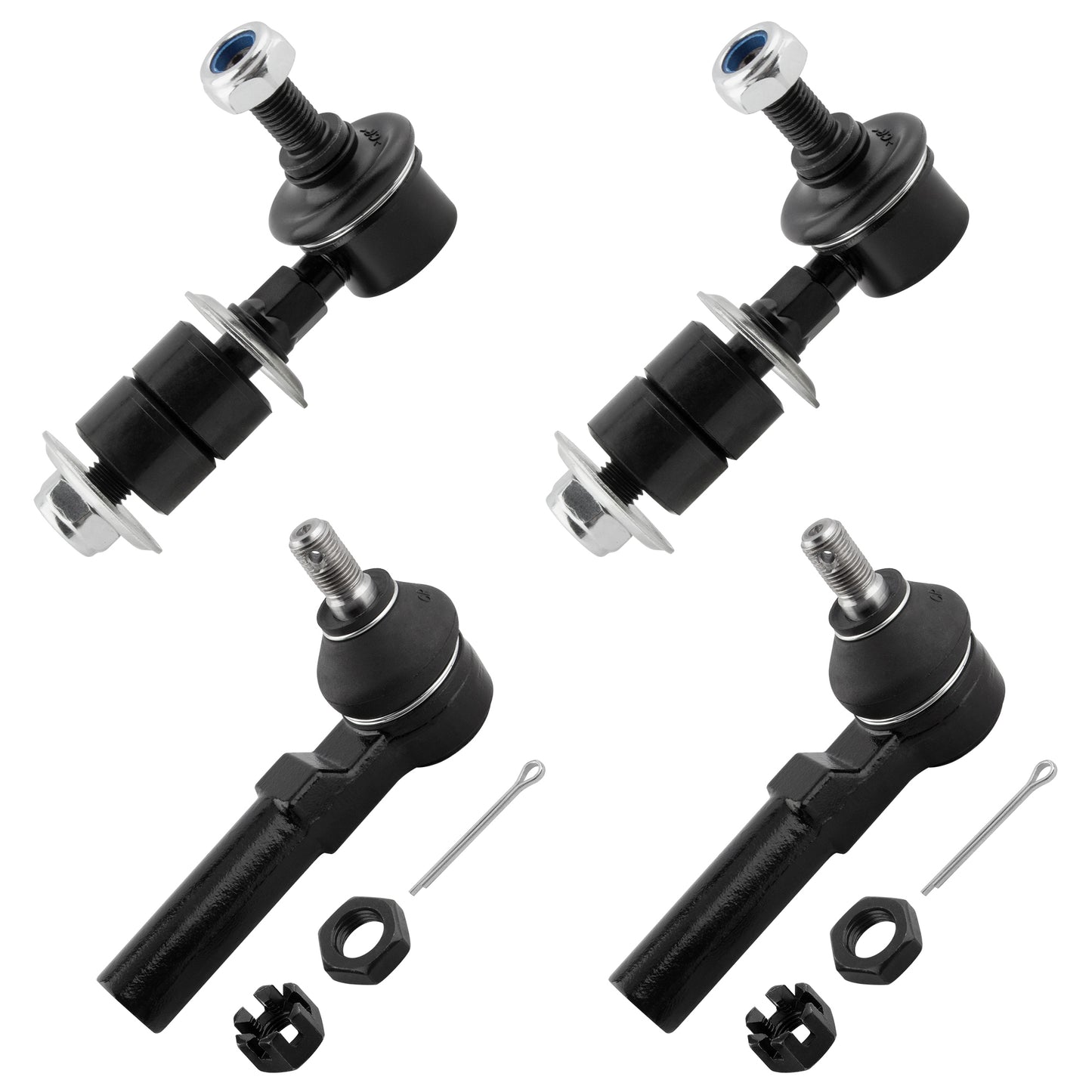 BOXI (Set of 4) Front Outer Tie Rods + Sway Bar Links fit for Mercury Villager 1993-2002