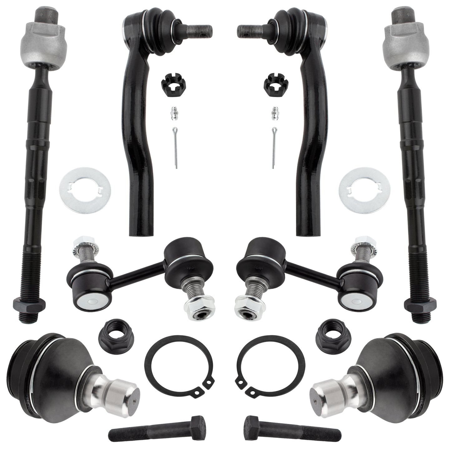 BOXI 8pcs Front Sway Bar Lower Ball Joints Inner Outer Tie Rods Fit for Infiniti QX56 2004-2013