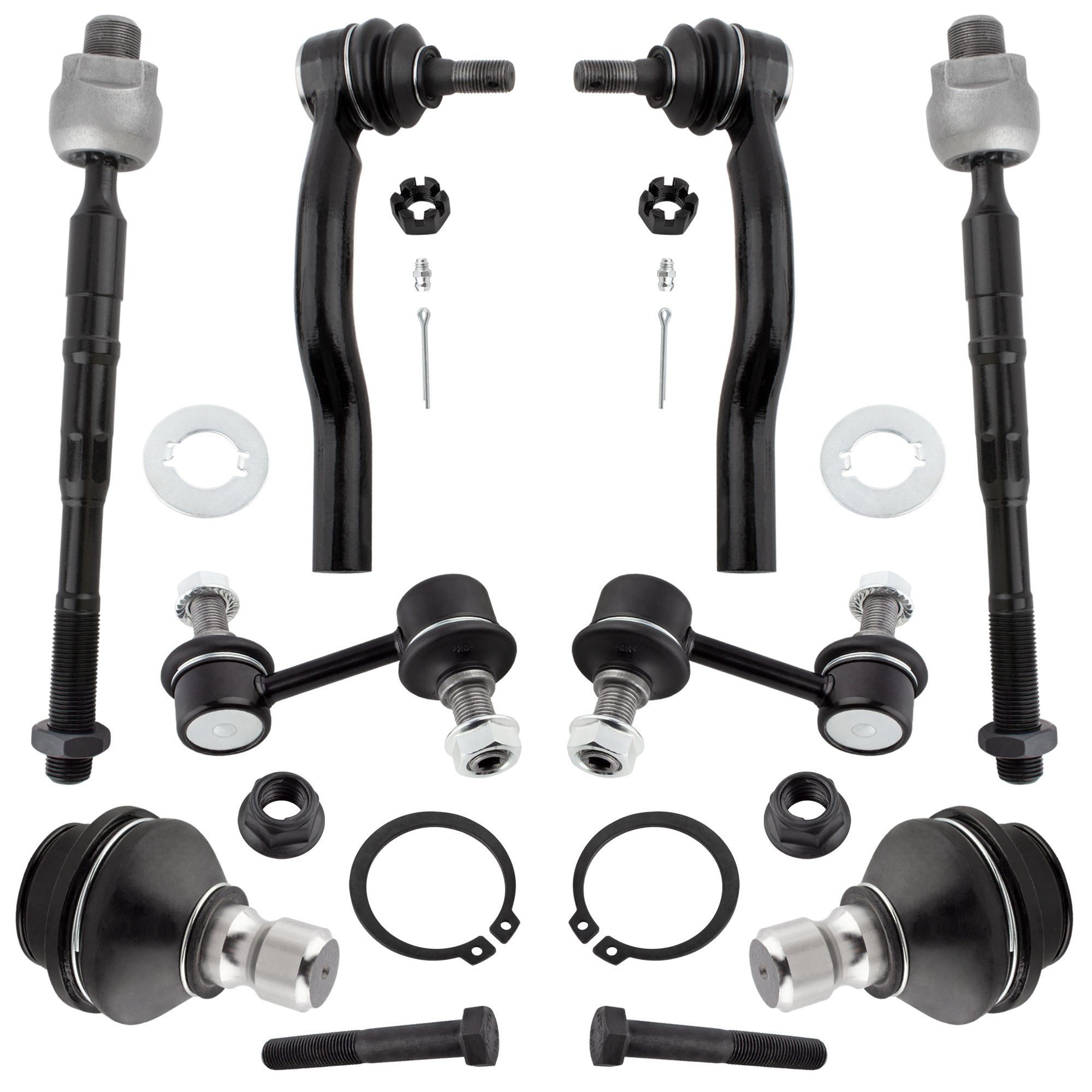BOXI 8pcs Front Sway Bar Lower Ball Joints Inner Outer Tie Rods Fit for Infiniti QX56 2004-2013