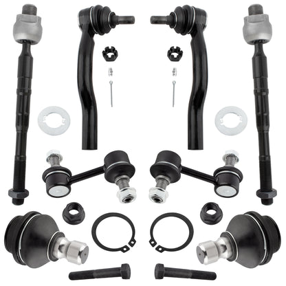 BOXI 8pcs Front Sway Bar Lower Ball Joints Inner Outer Tie Rods Fit for Infiniti QX56 2004-2013