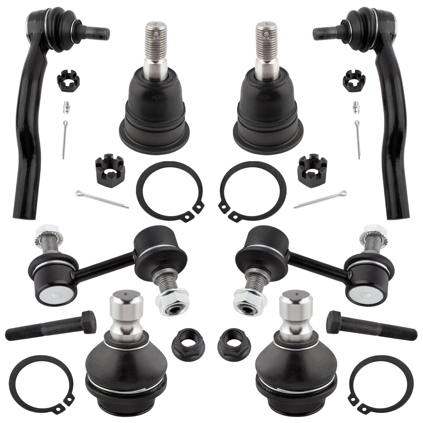 BOXI 8pcs Front Sway Bar End Link + Upper & Lower Ball Joints + Outer Tie Rod Ends Fit for Infiniti