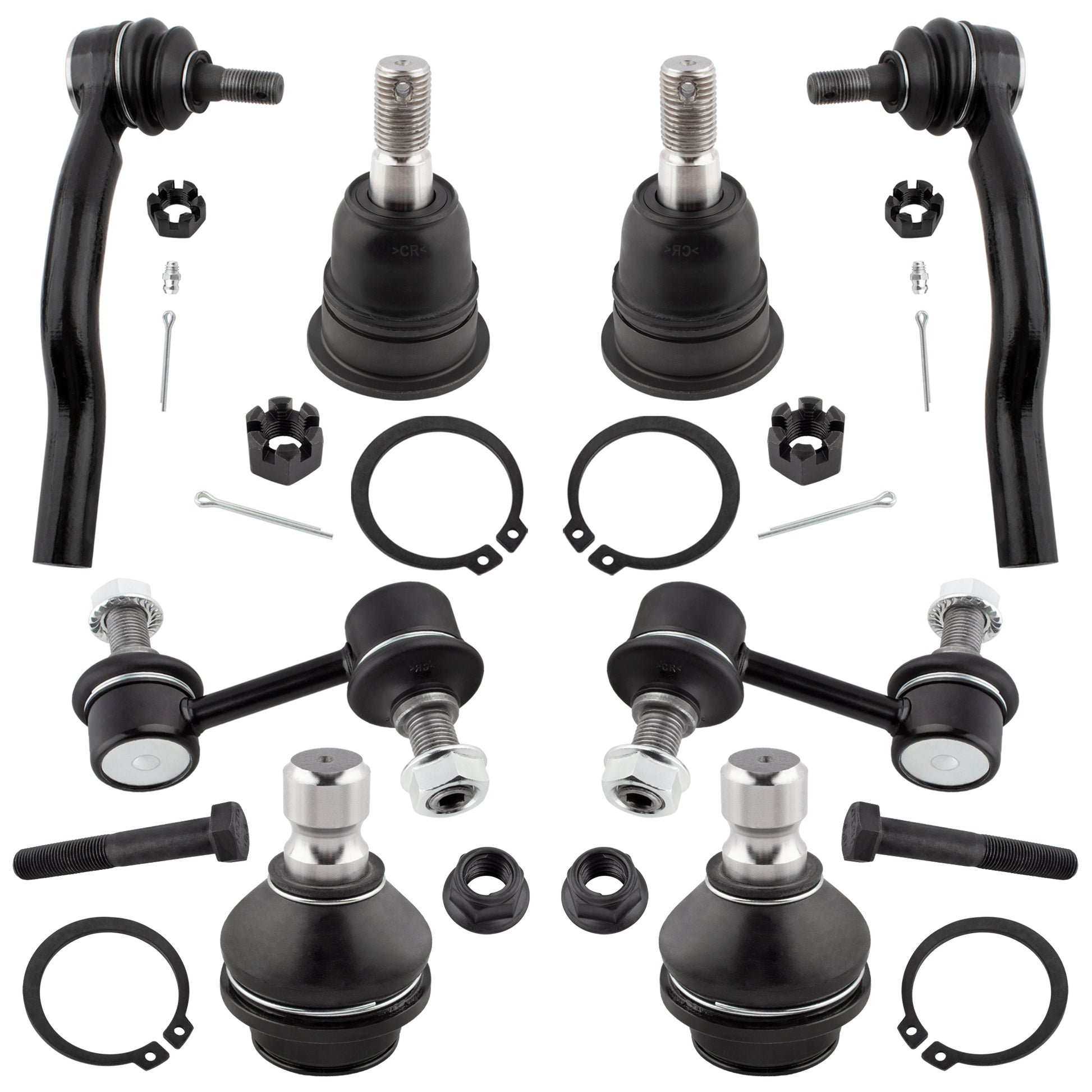 BOXI 8pcs Front Sway Bar End Link + Upper & Lower Ball Joints + Outer Tie Rod Ends Fit for Infiniti