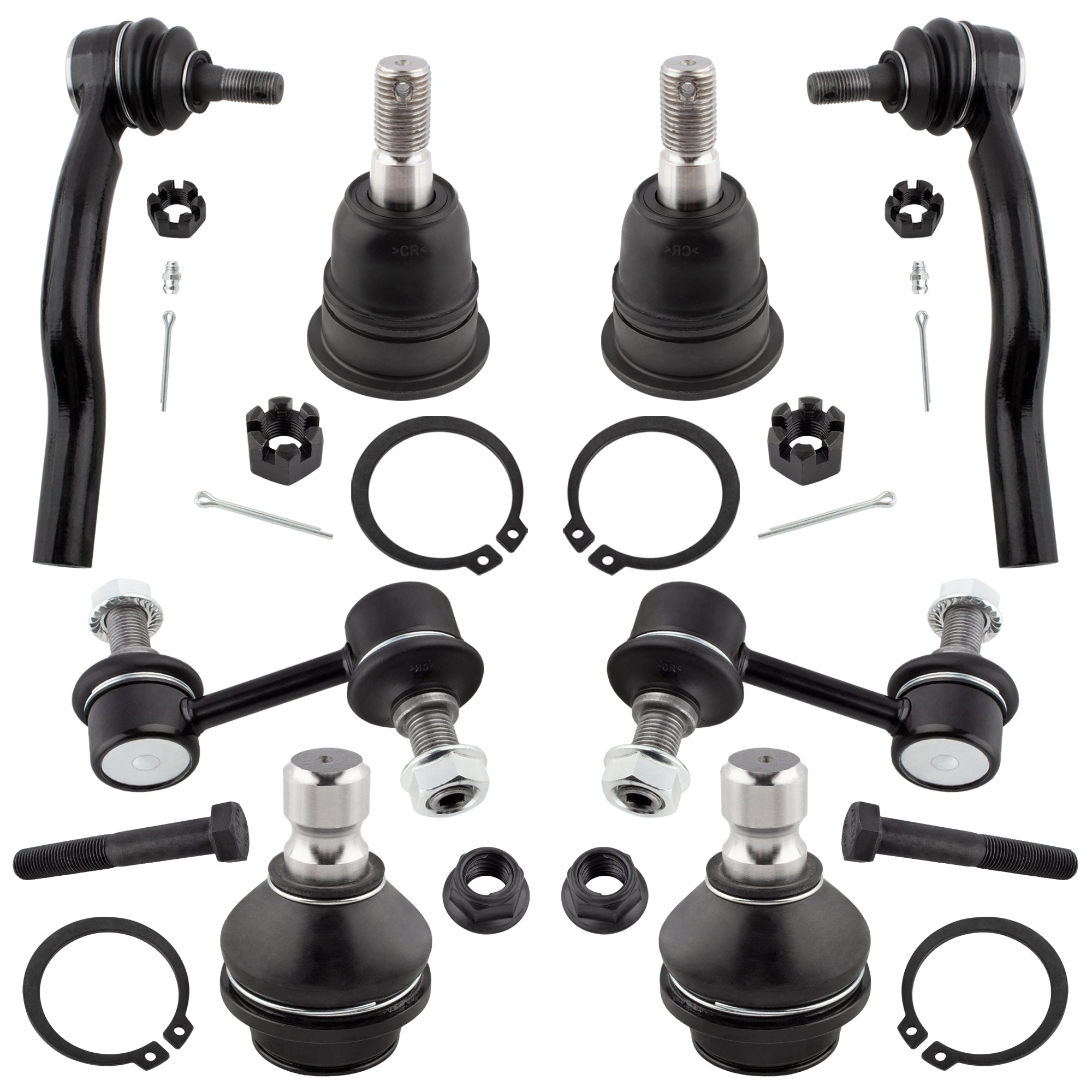 BOXI 8pcs Front Sway Bar End Link + Upper & Lower Ball Joints + Outer Tie Rod Ends Fit for Infiniti