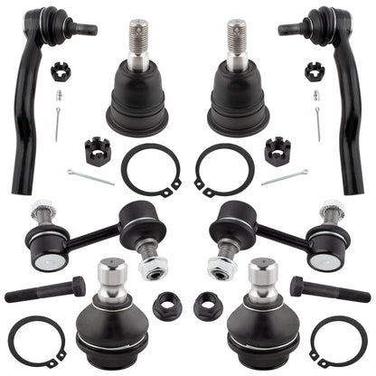 BOXI 8pcs Front Sway Bar End Link + Upper & Lower Ball Joints + Outer Tie Rod Ends Fit for Infiniti