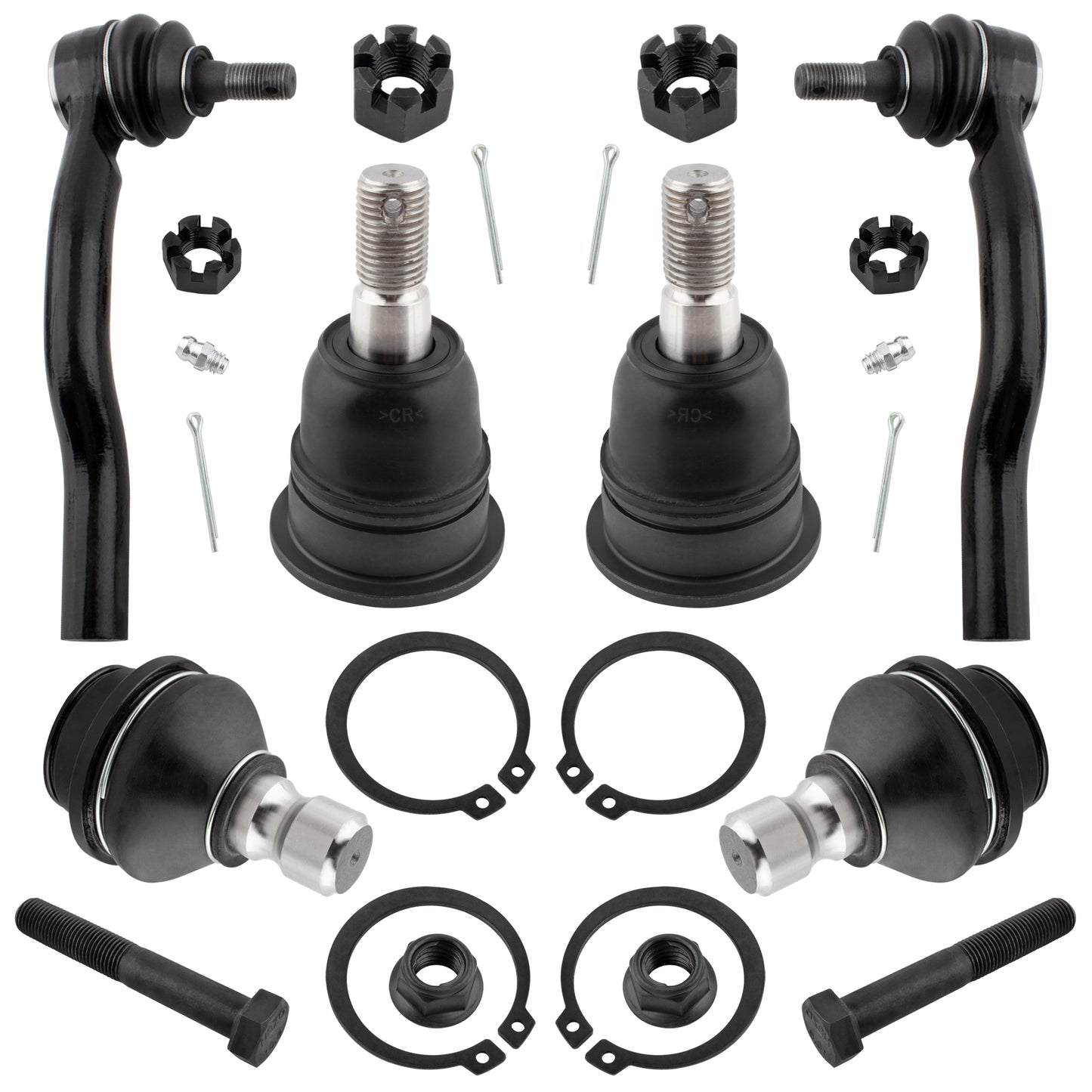 BOXI (Set of 6) Front Outer Tie Rods + Upper Lower Ball Joints fit for Infiniti QX56 2004-2013