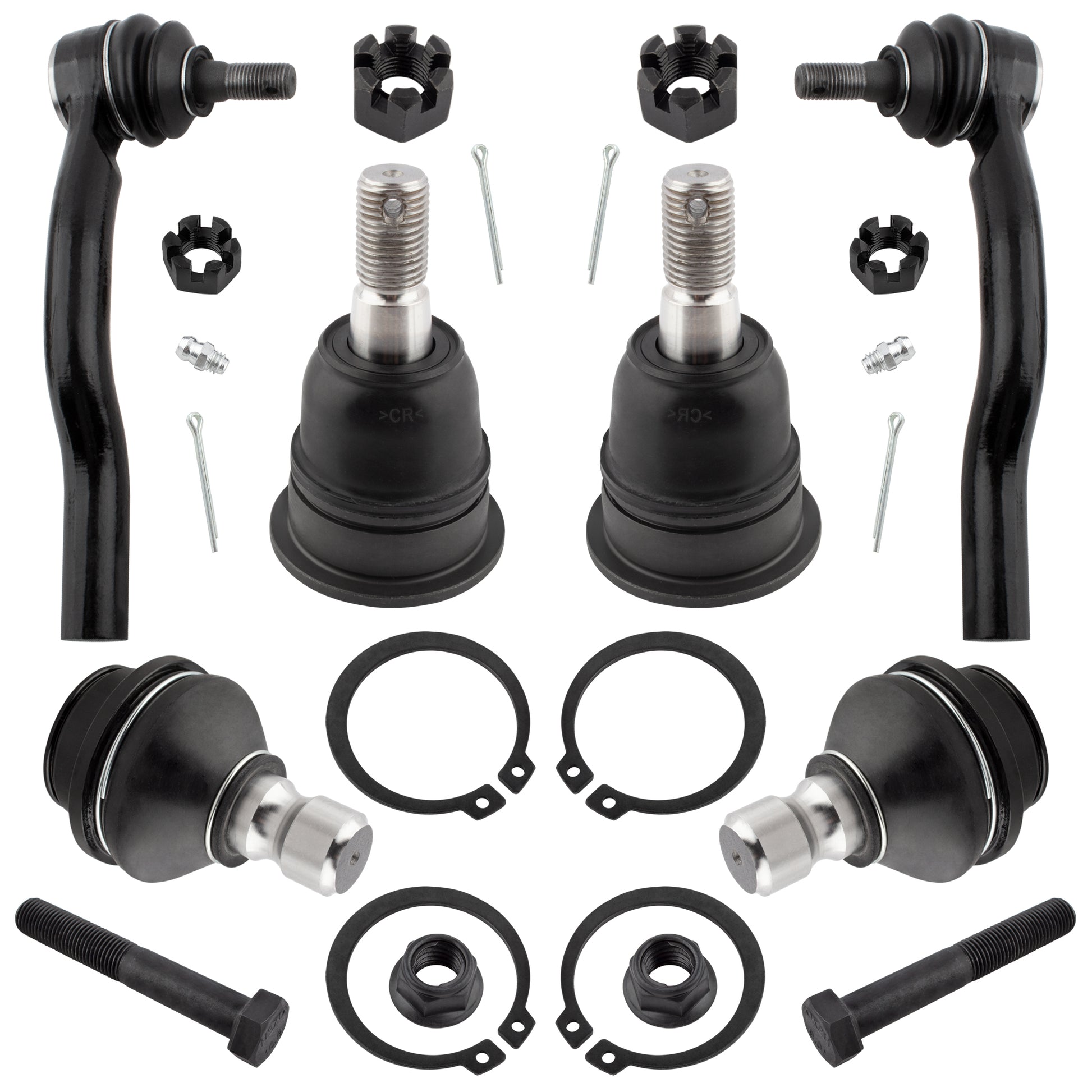 BOXI (Set of 6) Front Outer Tie Rods + Upper Lower Ball Joints fit for Infiniti QX56 2004-2013