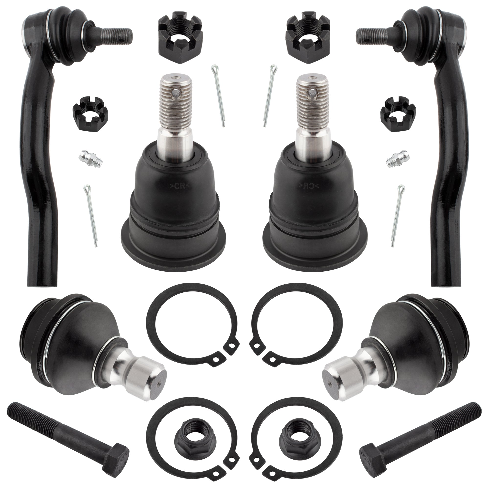 BOXI (Set of 6) Front Outer Tie Rods + Upper Lower Ball Joints fit for Infiniti QX56 2004-2013