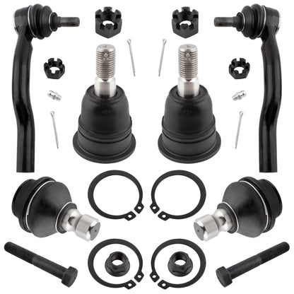 BOXI (Set of 6) Front Outer Tie Rods + Upper Lower Ball Joints fit for Infiniti QX56 2004-2013
