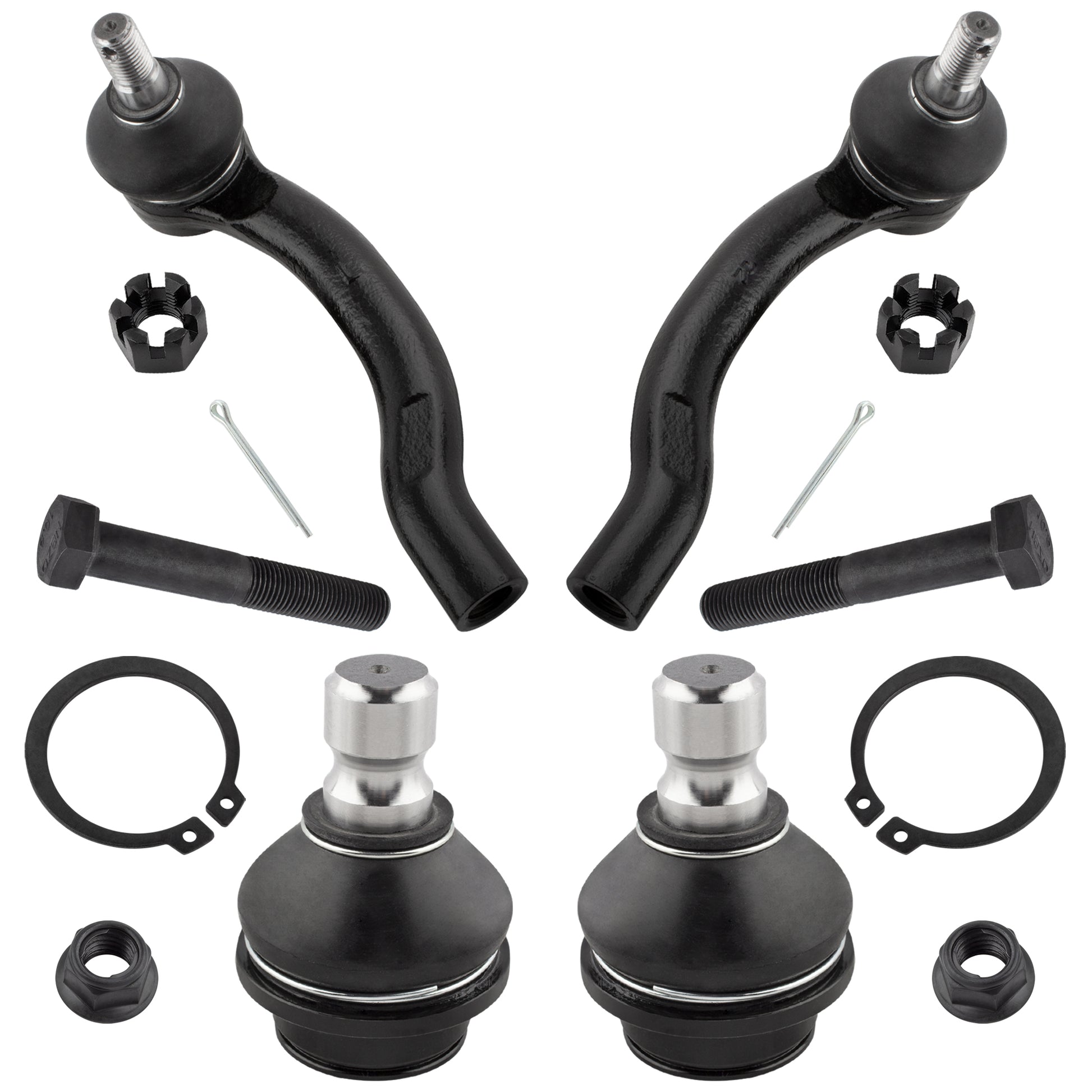 BOXI 4pcs Front Lower Ball Joints Outer Tie Rod Ends Fit for Nissan Frontier 2005-2019