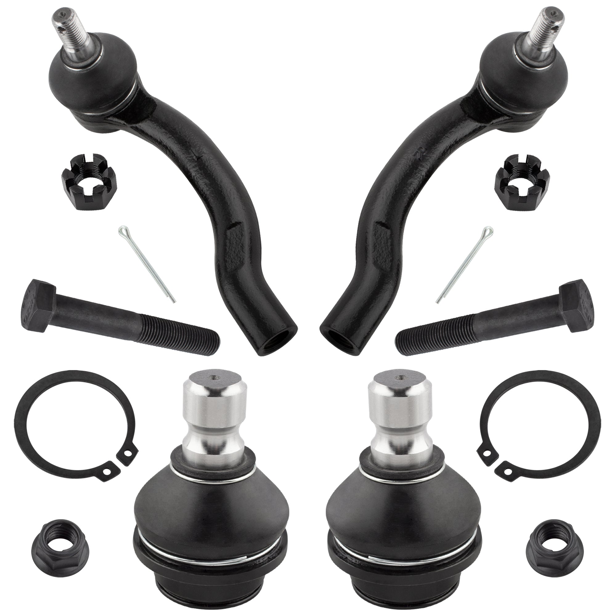 BOXI 4pcs Front Lower Ball Joints Outer Tie Rod Ends Fit for Nissan Frontier 2005-2019