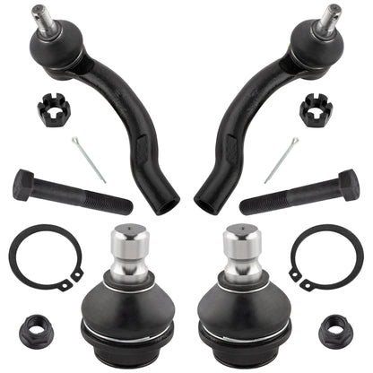 BOXI 4pcs Front Lower Ball Joints Outer Tie Rod Ends Fit for Nissan Frontier 2005-2019